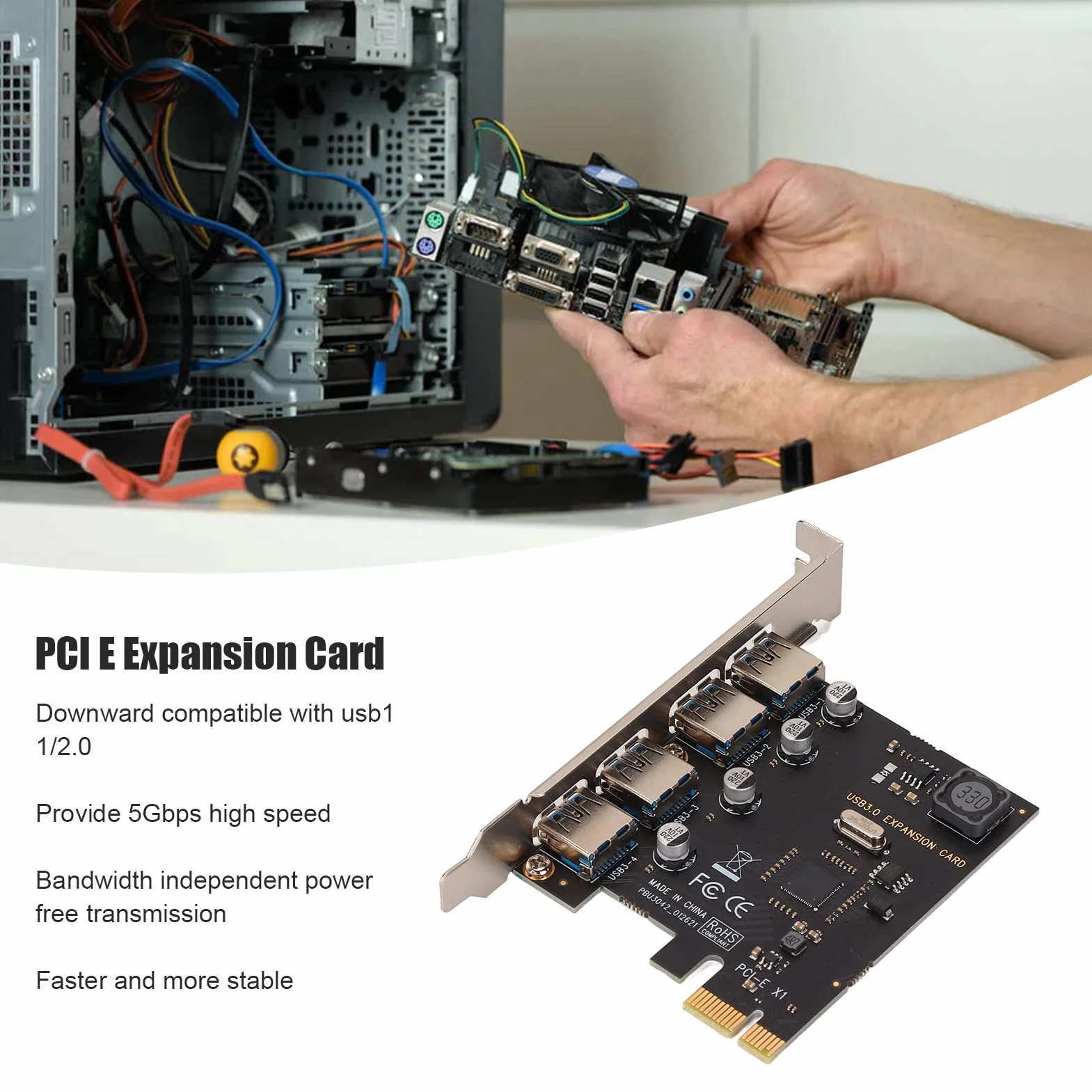 Karta PCI E 5Gbps na USB 3.0, 4 Porty PCI Expresse na Kartę Rozszerzeń USB, Karta Kontrolera Koncentratora Deskstop Server PCI-E USB3.0 dla Xp, dla dla i dla dla