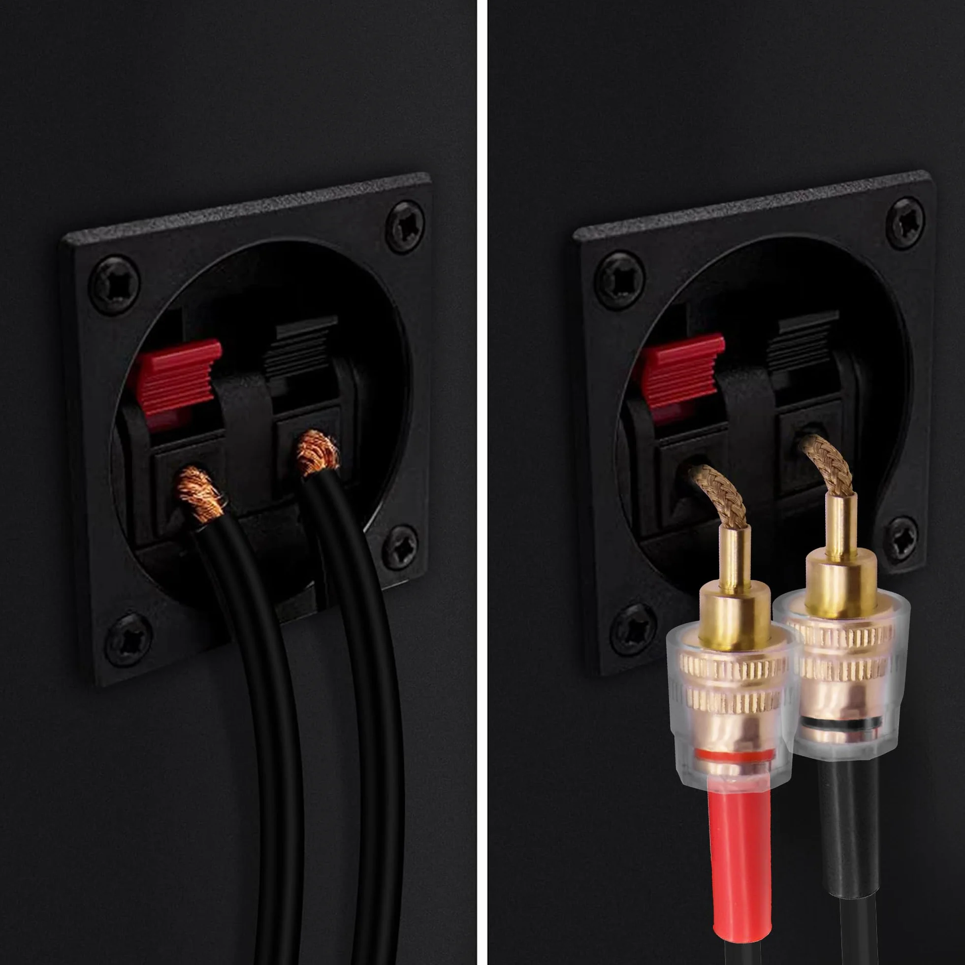 XMSJSIY 4 mm żeńskie złącze bananowe do adaptera audio HiFi audio czarno-czerwone, złącze bananowe do wzmacniacza i głośnika