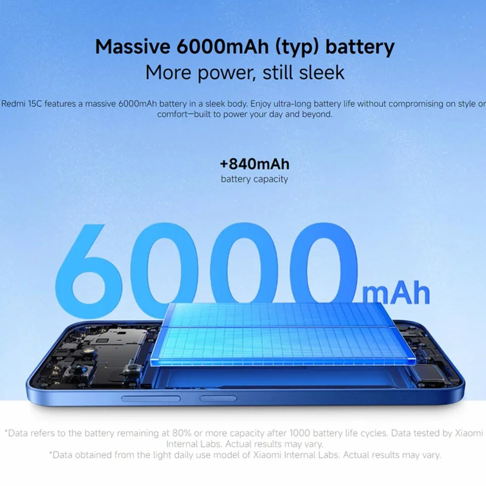 XIAOMI Redmi 15C 4G smartfon, czarny, 4 GB + 128 GB, masywny akumulator 6000 mAh (typ), ekran 6,9 cala, podwójny system kamer AI 50 MP, ładowanie Turbo 33 W, z ładowarką, NFC, nie