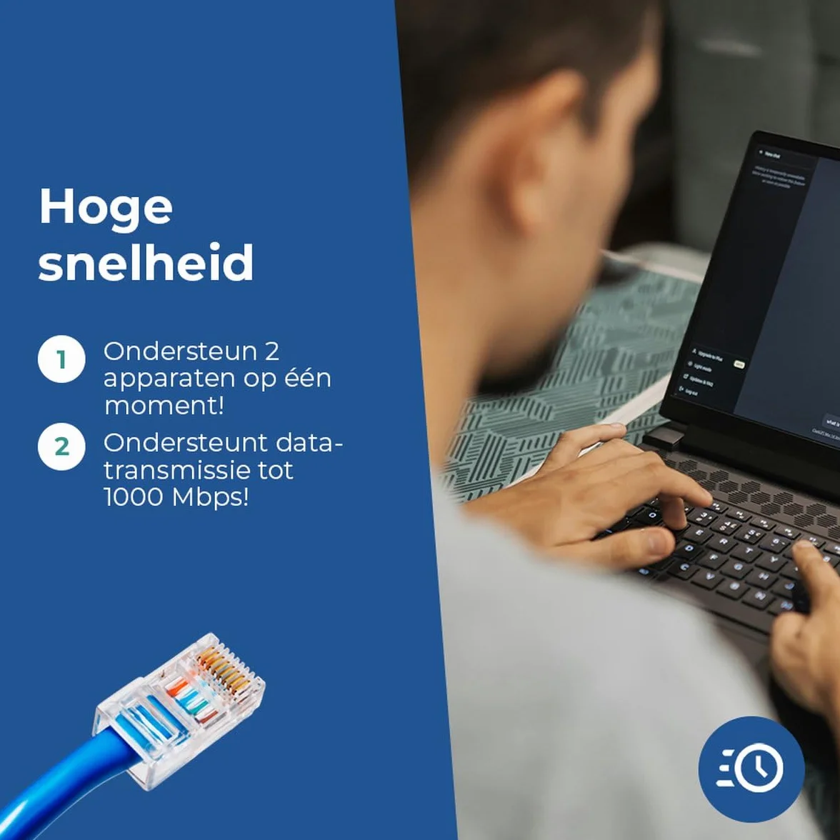 rozdzielacz Internetu, 2 porty, do 1000 Mb/s, od 1 do 2, LAN, UTP, RJ45, rozdzielacz sieci, rozdzielacz UTP, rozdzielacz Ethernet, przełącznik Ethernet, przełącznik sieciowy