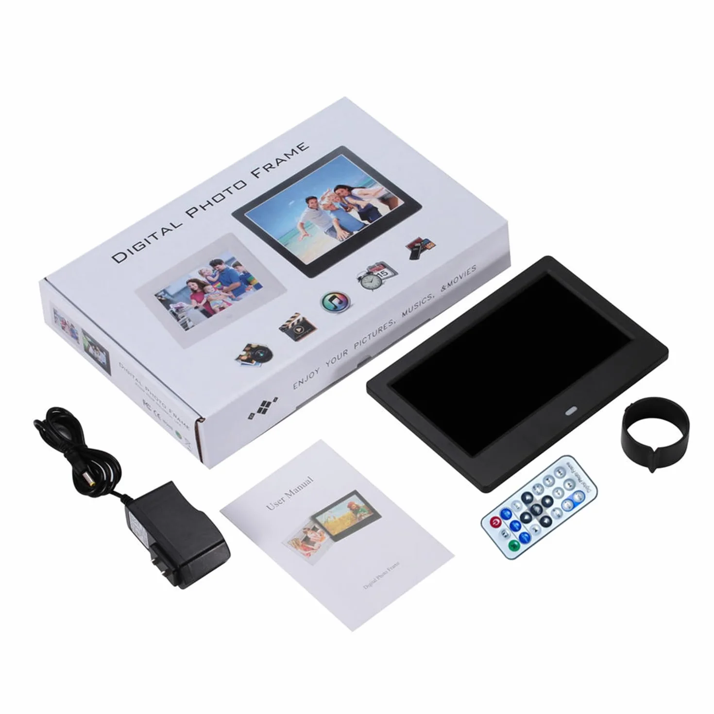 Cyfrowa ramka na zdjęcia z wyświetlaczem HD Wielofunkcyjny odtwarzacz multimedialny kompatybilny z muzyką wideo kalendarz i budzik Karta SD USB do 32 GB