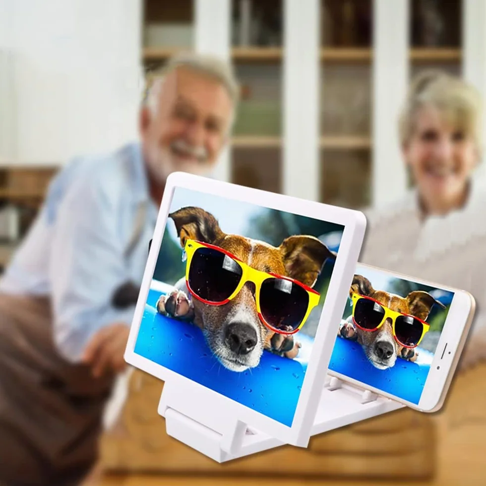 Wzmacniacz ekranu mobilnego, projektor powiększający 3D do smartfonów z filtrem przeciw niebieskiemu światłu i filmami(Black)
