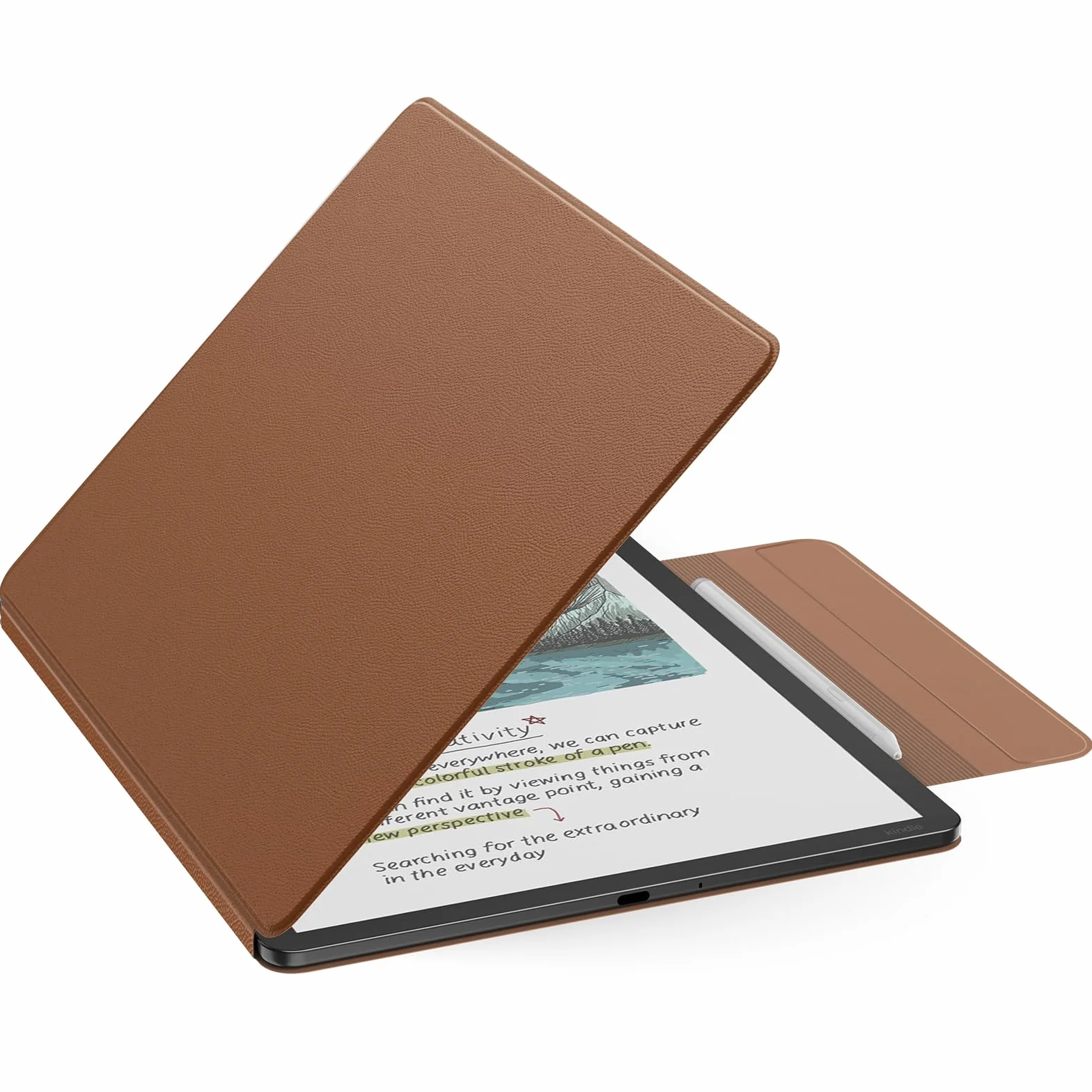MoKo Magnetic Case for 11" Kindle Scribe 3rd & Colorsoft 1st, Brown | Strong Magnetic,Slim Folio Premium PU Leather Cover with Pen Clasp & Auto Sleep Wake for 2025 Kindle Scribe Case