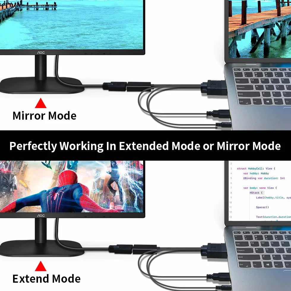 Kabel adaptera VGA na HDMI z dźwiękiem, VGA na HDMI kompatybilny z laptopem czarownicy / laptopem na monitor/telewizor, kabel konwertera VGA męski na HDMI męski do komputera