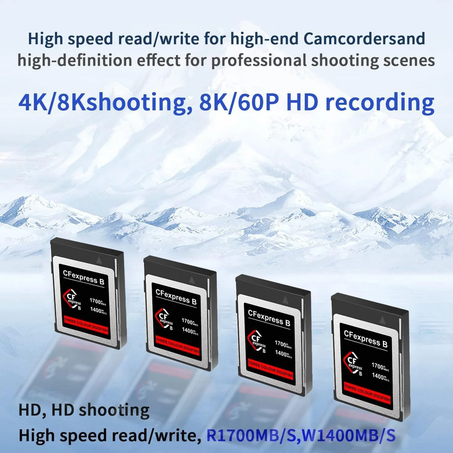 Dogfish CFexpress typ B karta pamięci 512 GB do 1700 MB/s, do zdjęć i filmów 8K 4K RAW, do rejestratorów aparatów fotograficznych profesjonalnych aparatów Nikon Canon Panasonic