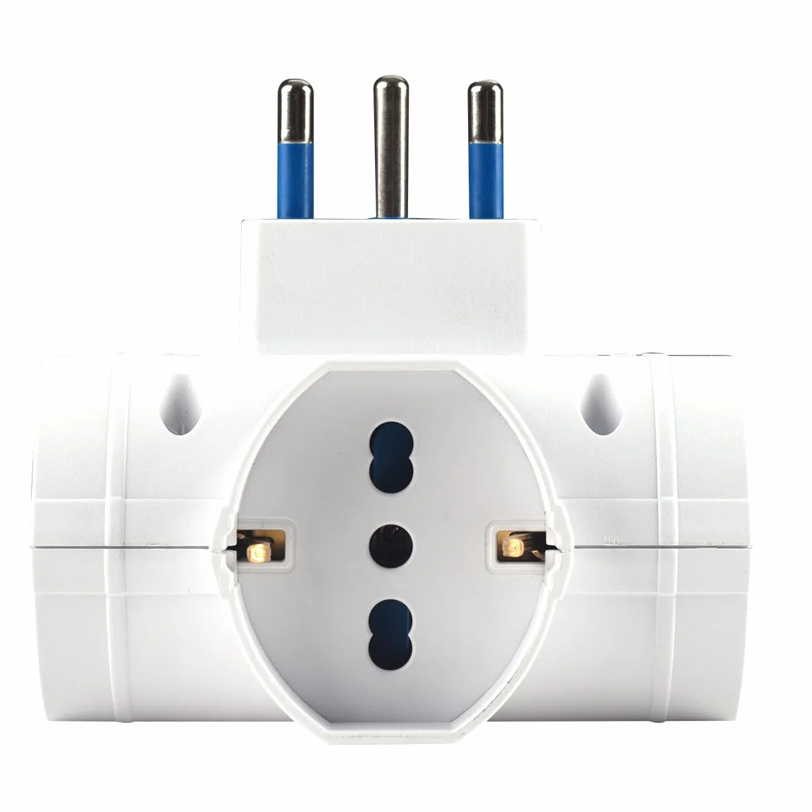 Potrójny adapter podróżny z wtyczką kątową 16A i 3 gniazdami uniwersalnymi 10A/16A Bipasso/Schuko, Max 250V 1500W, gniazdo 3 w 1 (10)