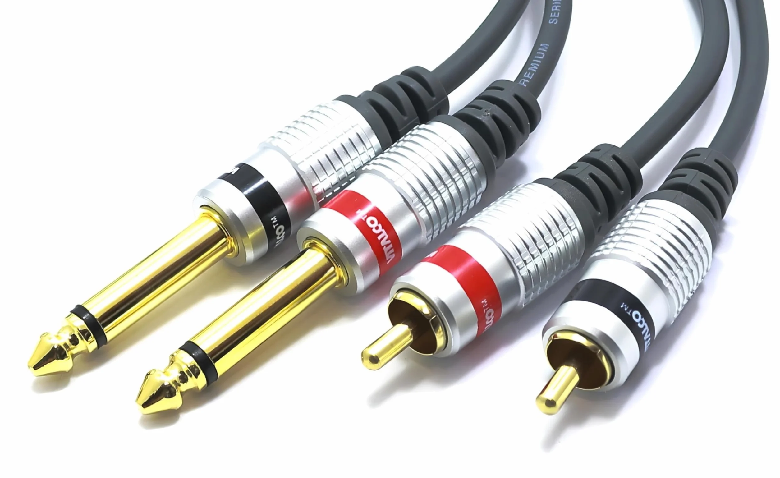 Kabel 2x Jack 6,3 Mono na 2x RCA 10m VITALCO Przewód Audio 2x Wtyk Duży Jack 6,3mm TS 2x Cinch