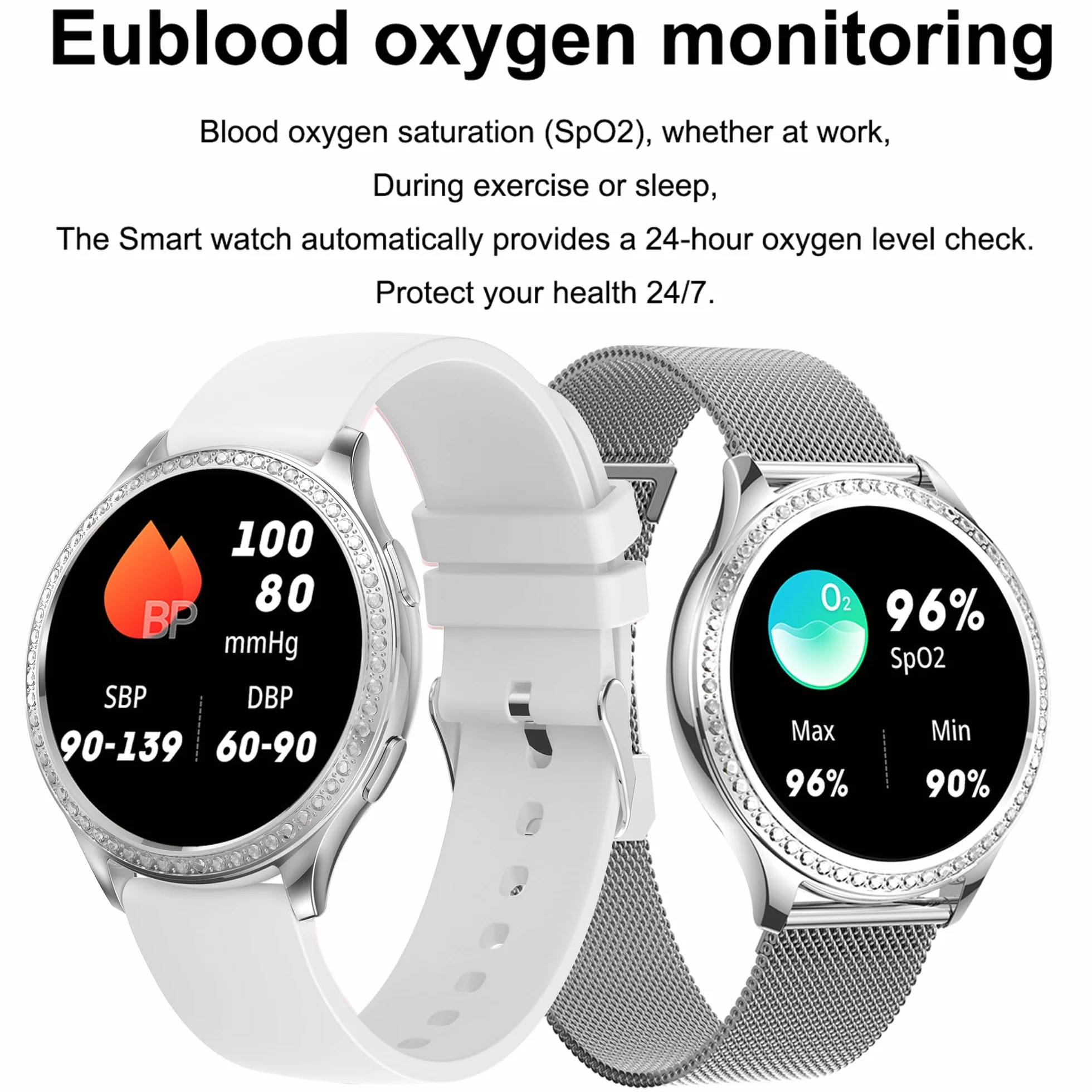 Smartwatch damski z funkcją telefonu, 1,32" diament IP68, wodoszczelny zegarek sportowy z 123 trybami sportowymi, pomiar ciśnienia krwi, tętna, krokomierz, 3 paski, zegarek fitness do iOS Android