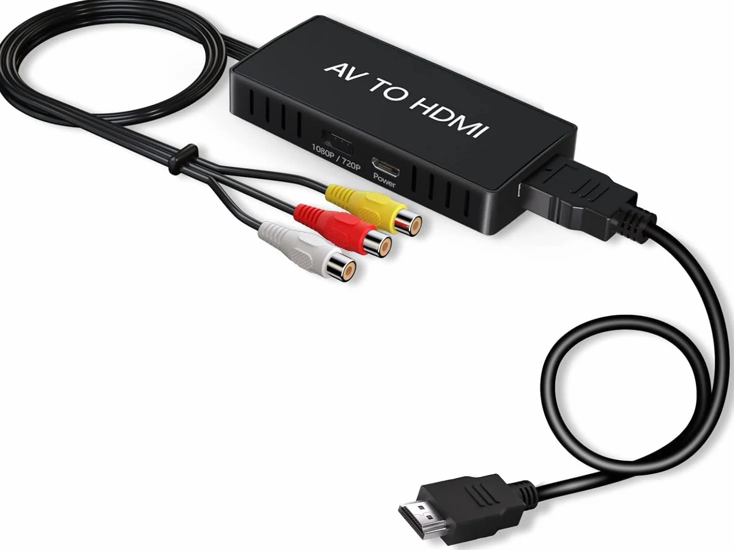 Konwerter RCA na HDMI, adapter AV na HDMI, 720P/1080P RCA Composite CVBS Adapter obsługuje PAL/NTSC do komputera, laptopa, telewizora, WII, Xbox, PS2, PS3, STB, VHS, VCR, odtwarzaczy DVD