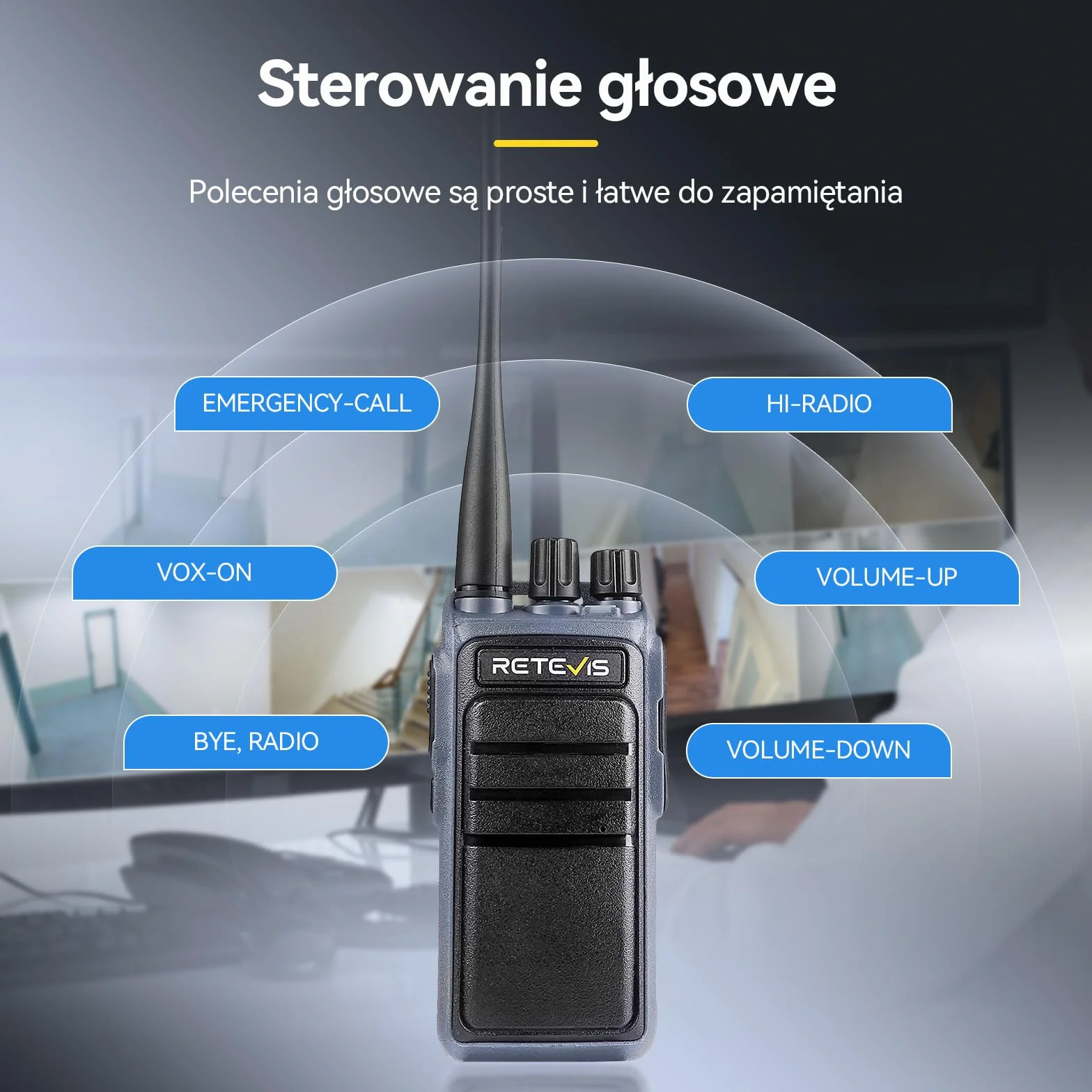 Retevis C64 Walkie Talkie Dwukierunkowa Redukcja Szumów, Dwupasmowe Radio Przenośne dla Dorosłych, Sterowane Językiem, Dwukierunkowe Radio Dużej Mocy do Jazdy na Rowerze, Wspinaczki (czarne,1 szt)