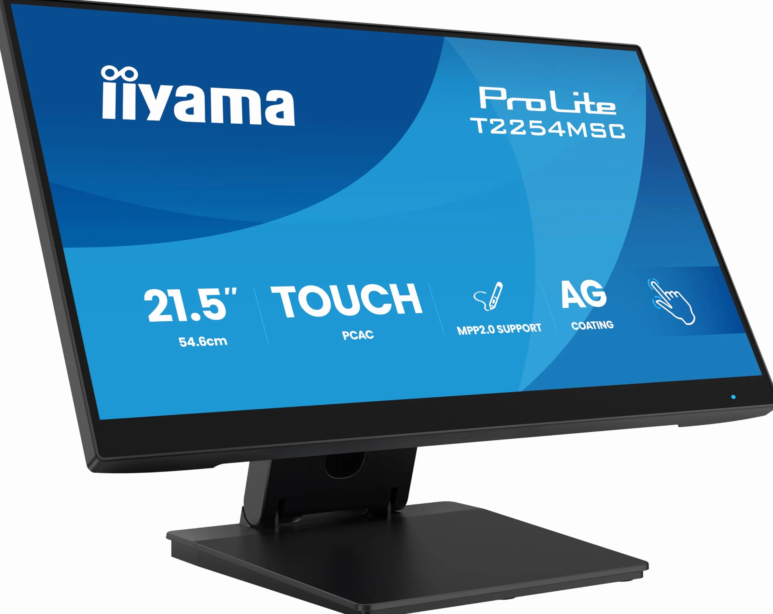 iiyama Prolite T2254MSC-B2AG 54,6 cm 21,5" monitor LED IPS Full-HD 10-punktowy Multitouch Optical-Bonded pojemnościowy HDMI DP USB 3.2 powłoka antyodblaskowa regulacja wysokości 7H MPP2.0 czarny