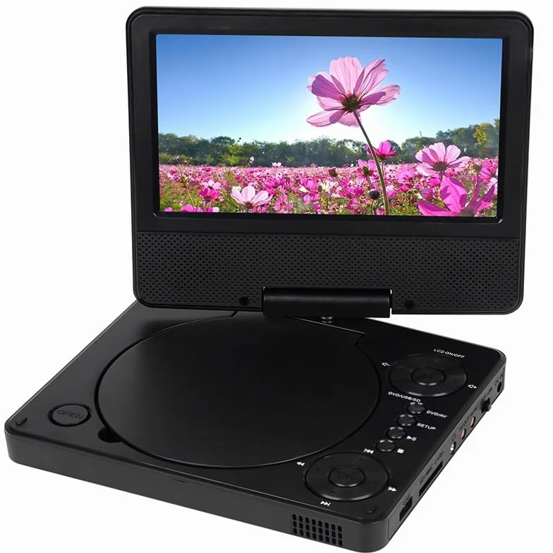 Odtwarzacz DVD, Mini 9,5-calowy przenośny odtwarzacz DVD z 7-calowym ekranem Odtwarzacz CD HD Learning