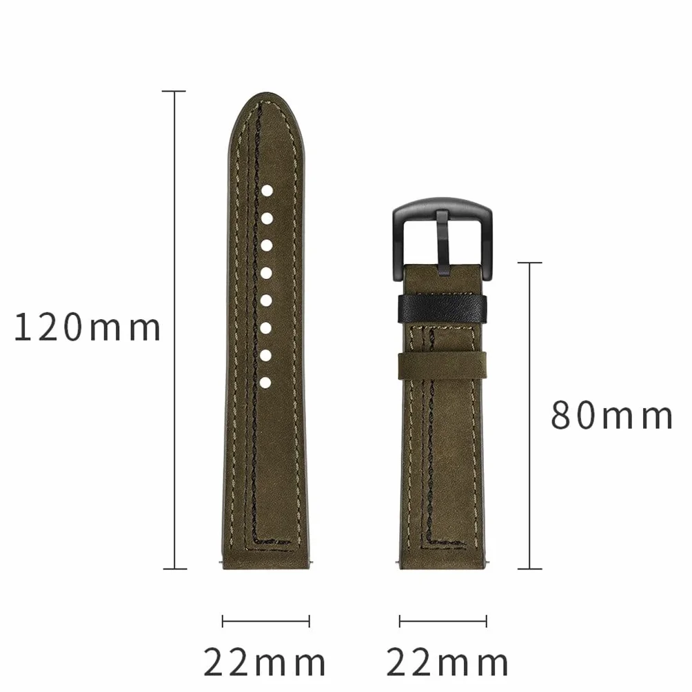 Skórzane paski do smartwatcha, paski na nadgarstek do uniwersalnych skórzanych pasków, skórzane pasujące paski (D, 22 mm)