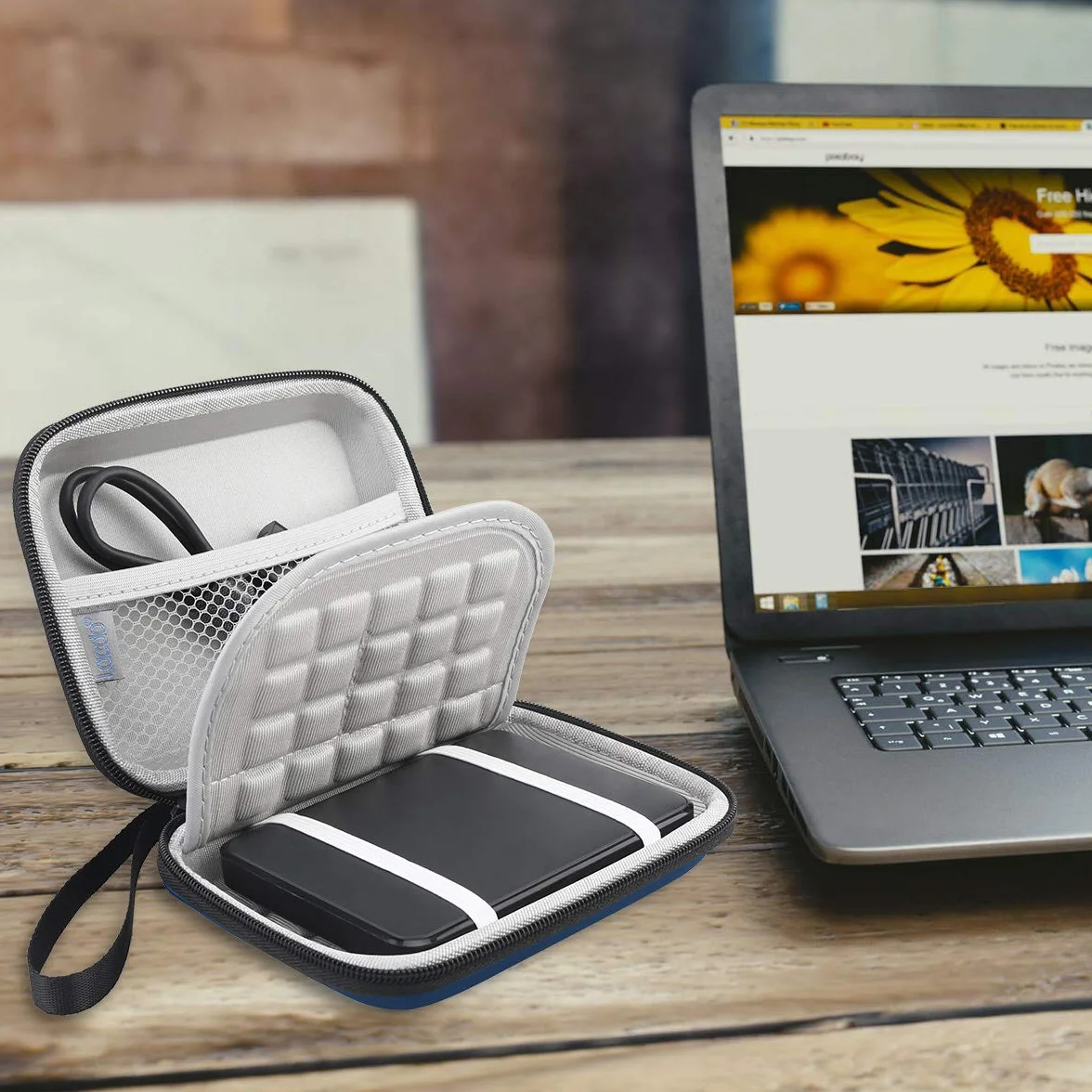 Lacdo Obudowa zewnętrznego dysku twardego do Western Digital WD Elements/WD My Passport Ultra/WD Game Drive 2,5 cala HDD 500 GB 1 TB 2 TB 3 TB 4 TB 5 TB Osłona ochronna Eva,Niebieski