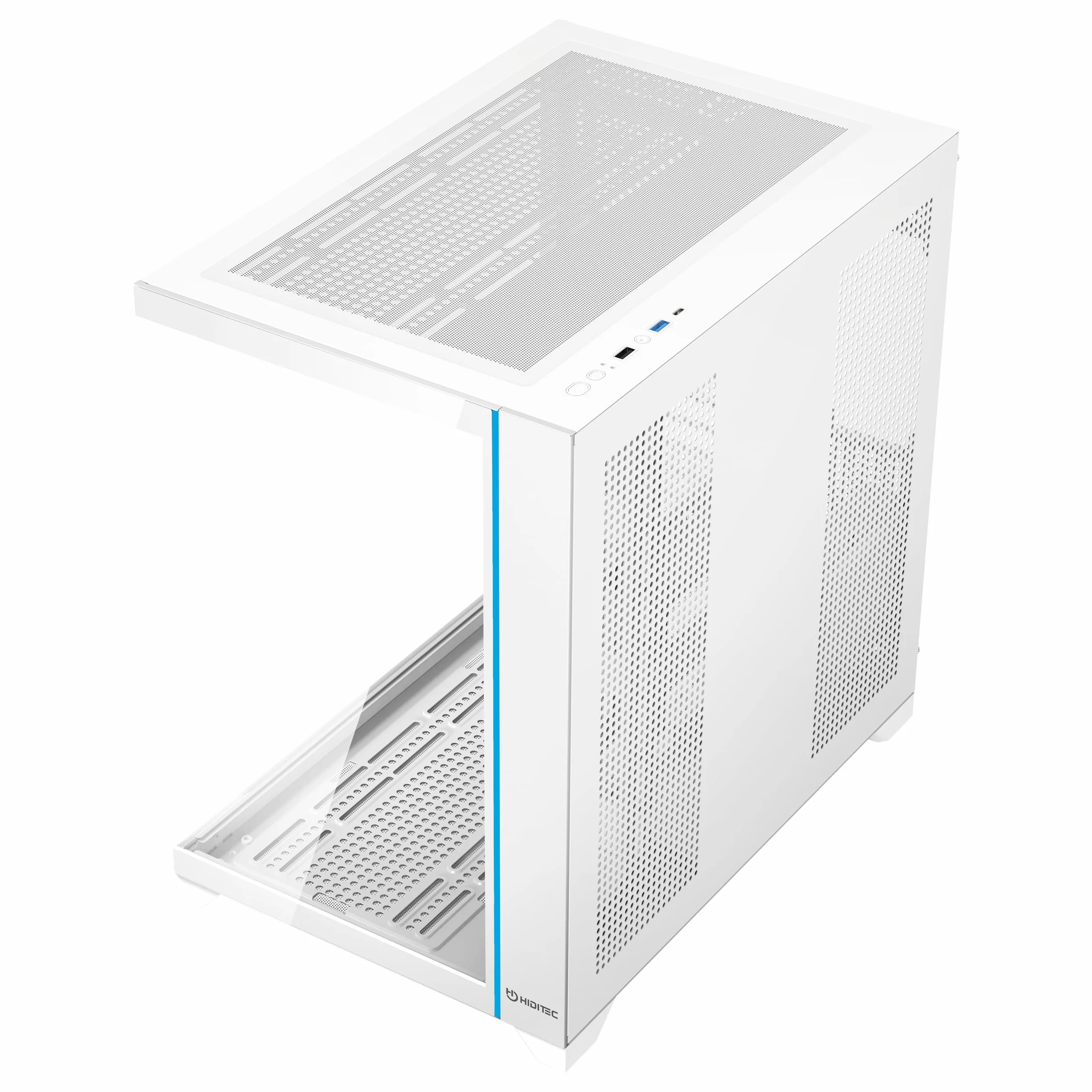 Hiditec Obudowa komputera ATX PC Gaming H3, złącze USB Type-C,1x12cm wentylator ARGB, kontroler ARGB, kompatybilny BTF, ATX i micro ATX, podwozie z systemem podwójnej kamery, do 10 wentylatorów 120 mm