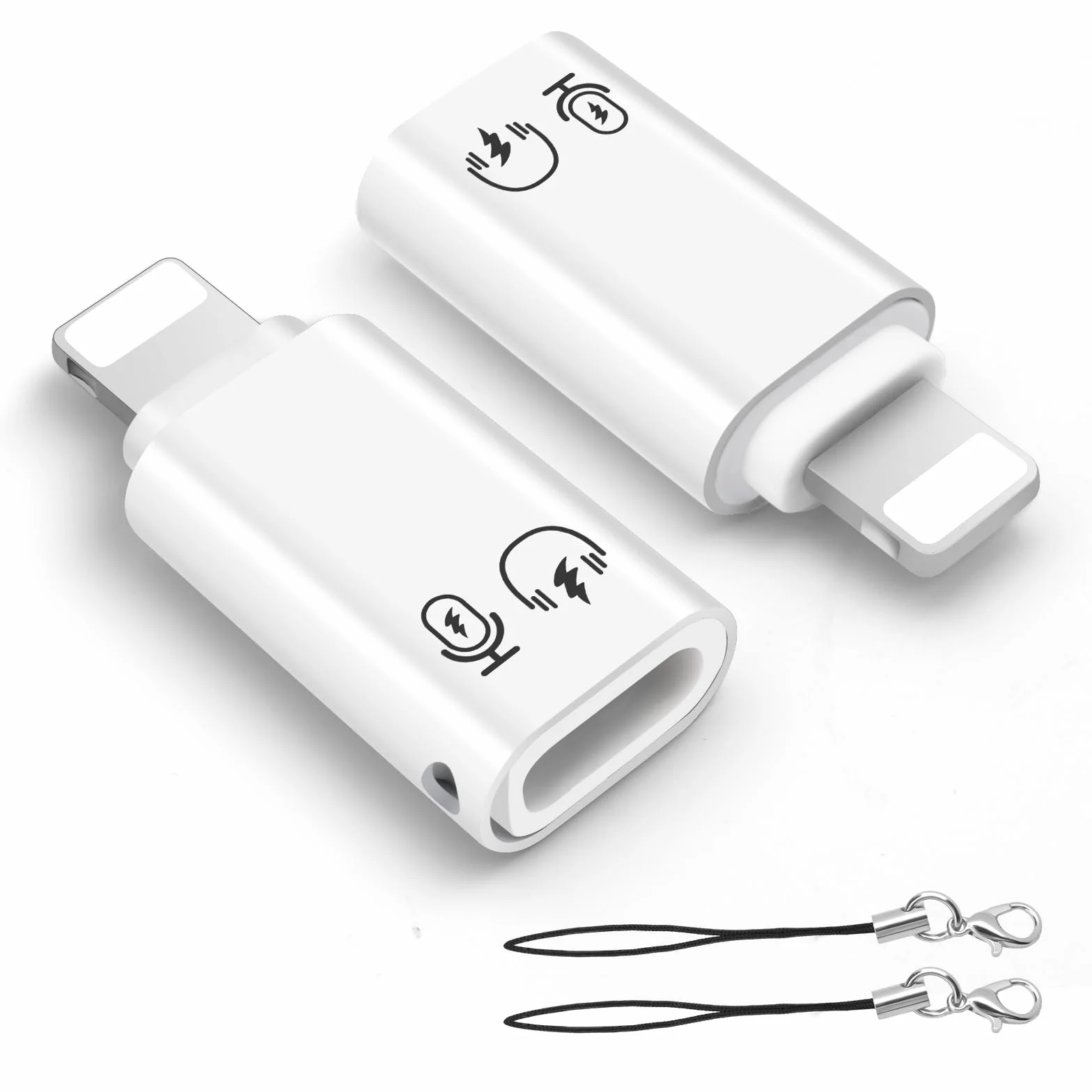 Adapter USB-C 3.1 na Lightning (2 sztuki), Lightning męski na USB C żeński, adapter mikrofonowy do słuchawek, ładowanie, kompatybilny z OTG - biały