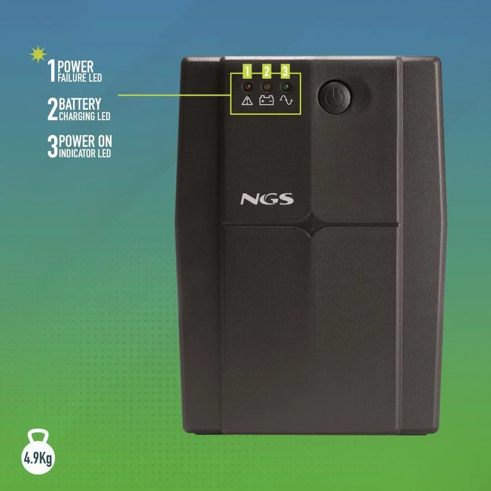 NGS FORTRESS900V2 - Zasilacz Awaryjny, Off Line UPS 600 VA, Stałe Napięcie Wyjściowe 360W, na 2 Wtyczki Schuko