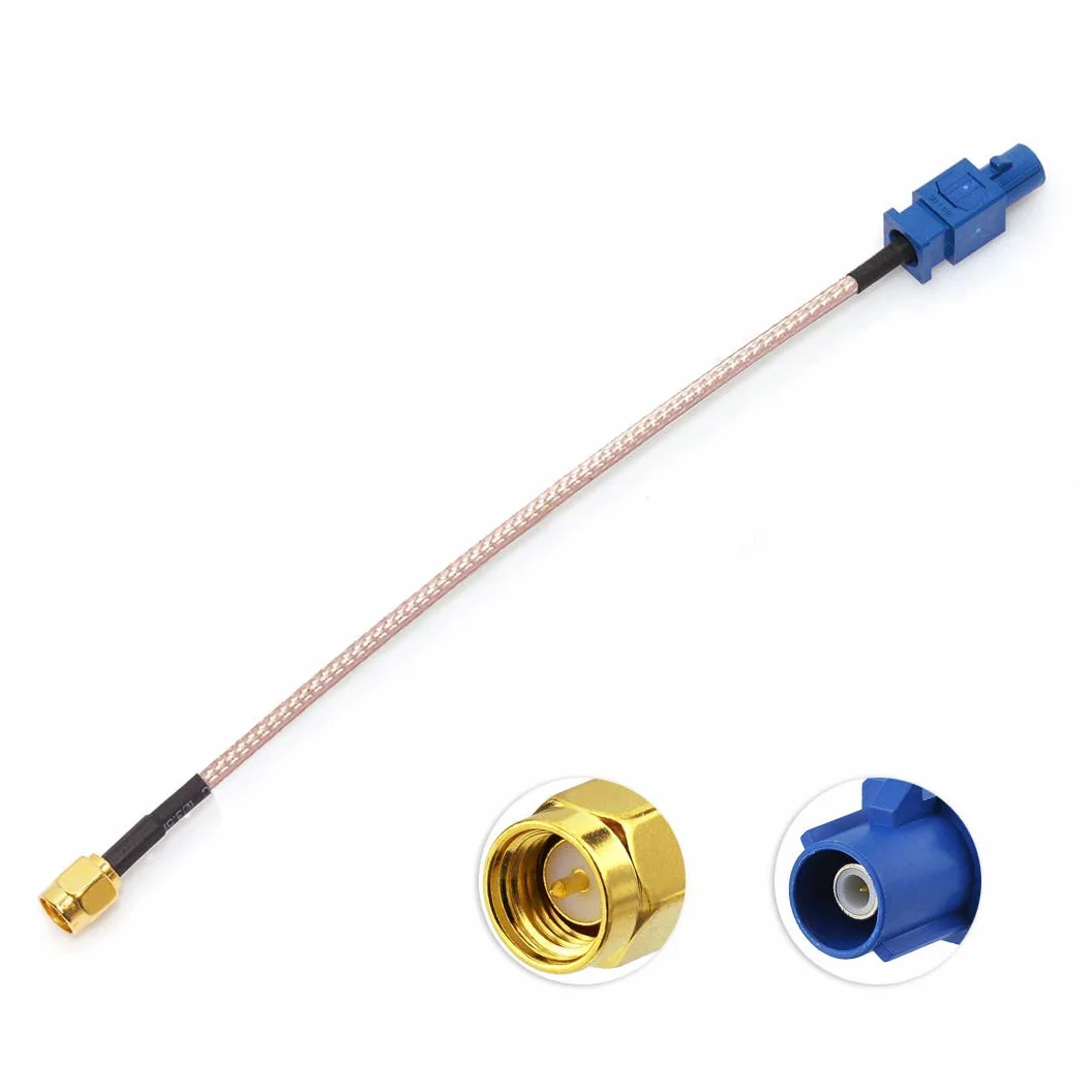 Bingfu Kabel adaptera anteny GPS do pojazdu SMA męski na Fakra C męski niebieski koncentryczny kabel pigtail 15 cm 6 cali do pojazdów ciężarowych SUV-ów samochodowych radioodtwarzacza stereo nawigacji