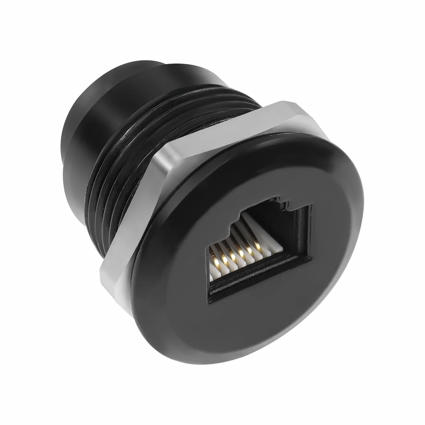 QIANRENON RJ12 gwint mocowanie gniazdo telefoniczne adapter CAT3 RJ12 6P6C gniazdo na gniazdo wbudowane przyłącze montażowe, do komunikacji głosowej modem telefonu