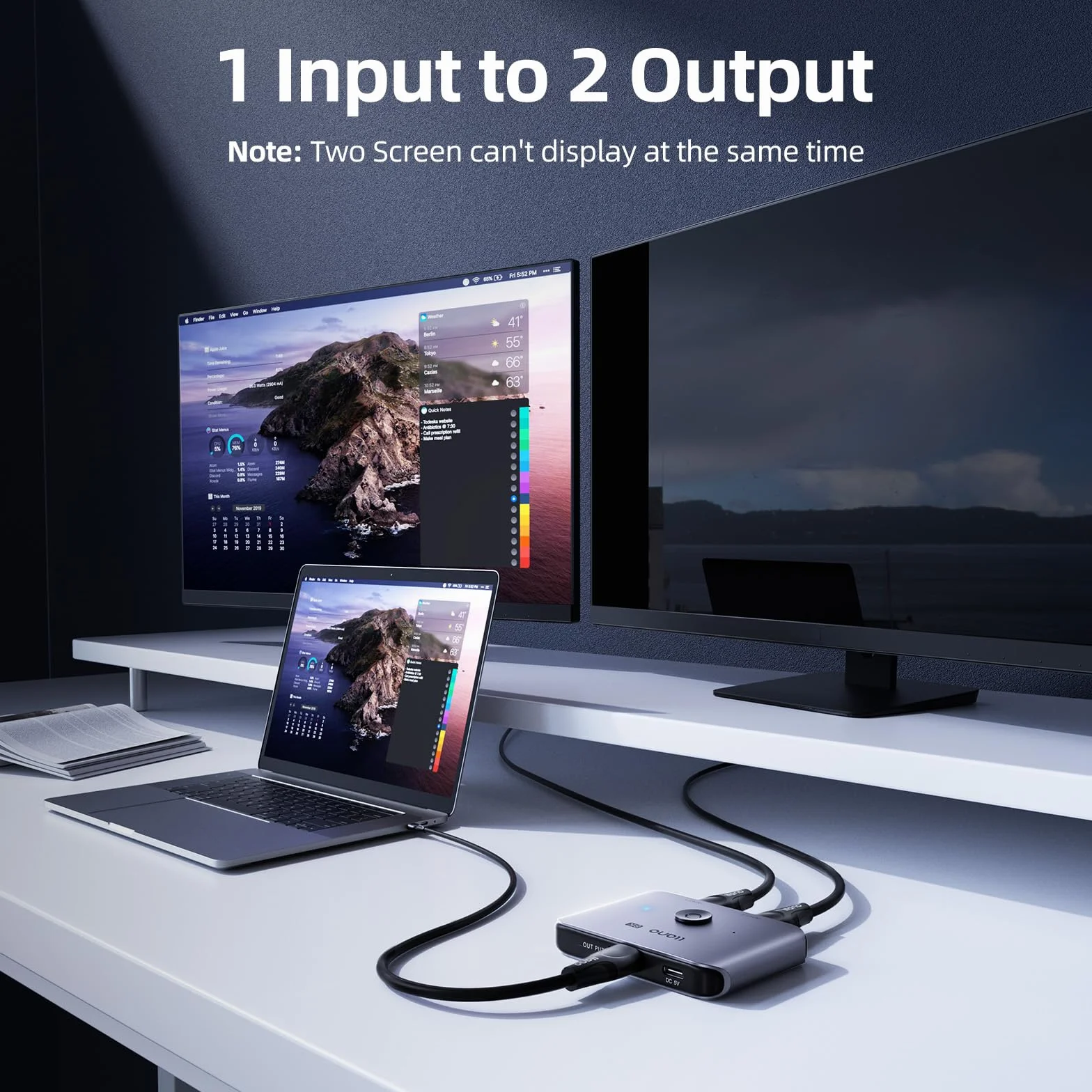 llano Przełącznik HDMI 2.1, HDMI 8K dwukierunkowy rozdzielacz 8K 60 Hz, 4K 120 Hz, HDCP2.3, aluminiowy przełącznik HDMI do PS5/PS4, TV Box/Xbox Series X/S, TV Fire Stick, itd.