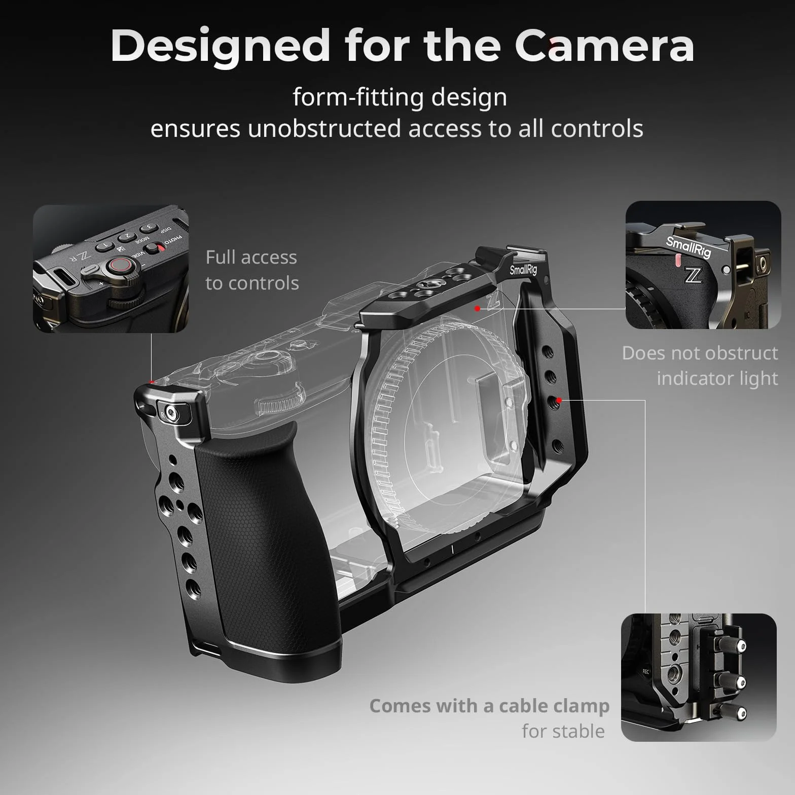 SMALLRIG Klatka przedłużająca „HawkLock” z szybkozłączką do Nikon ZR z uchwytem, ​​wbudowana płytka szybkozłączki do Arca, odpowiednia do stabilizatorów i statywów do DJI RS 2 /RSC 2 /RS 3 Pro, 5904
