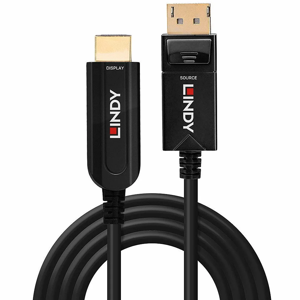 LINDY Kabel światłowodowy hybrydowy DisplayPort 1.2 na HDMI 18G, 10 m