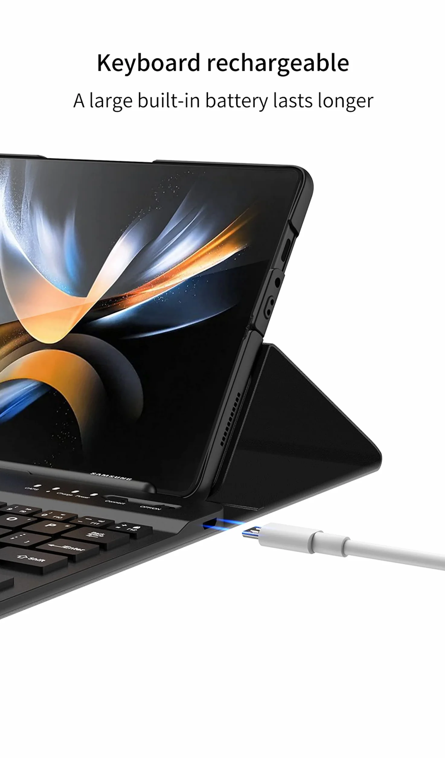 Custodia Magnetyczne etui z klapką, stojak, etui na klawiaturę, gniazdo na długopis, folia szklana do telefonu Samsung Galaxy Z Fold3 5G (12)