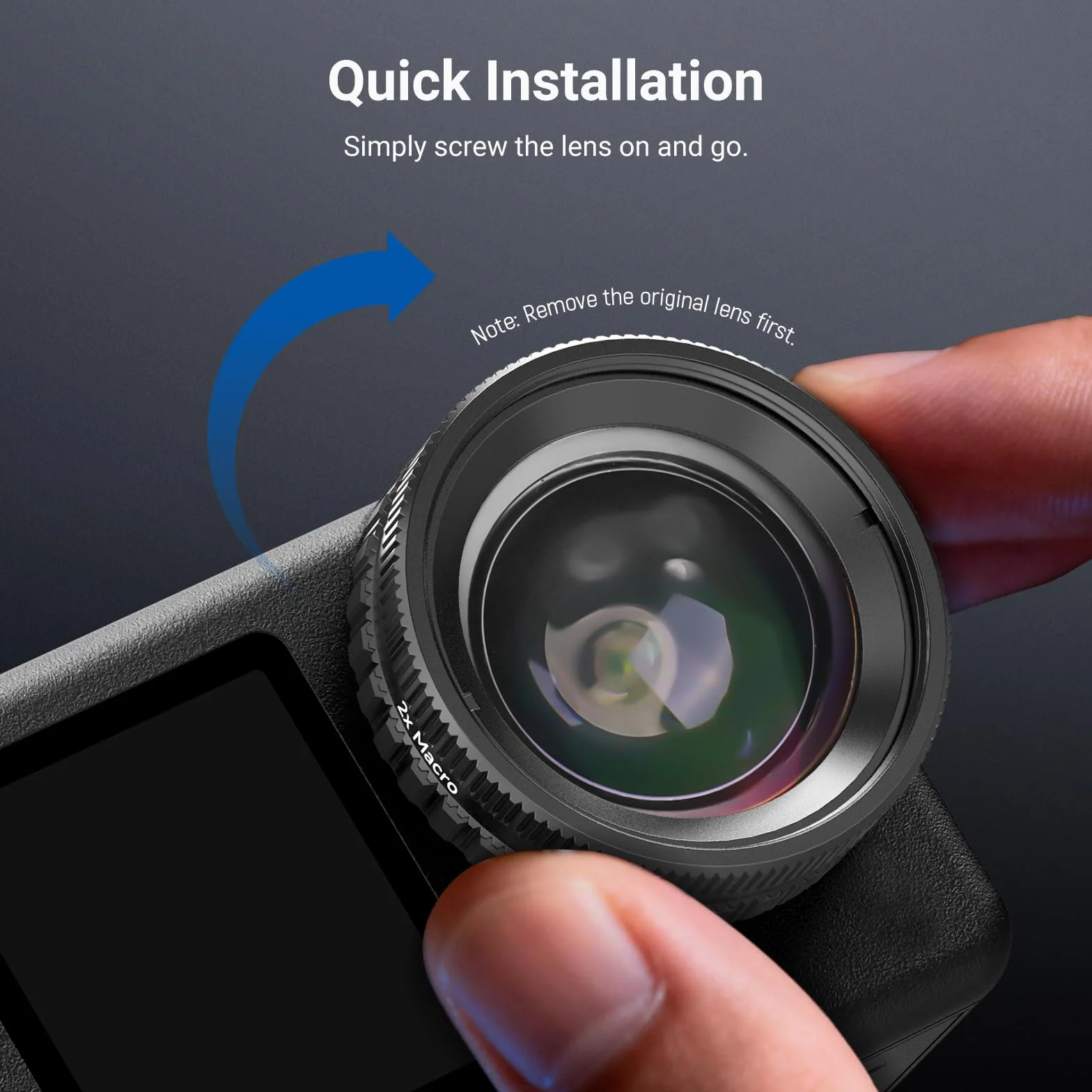 NEEWER Obiektyw makro kompatybilny tylko z DJI Osmo Action 6, akcesoria fotograficzne z bliska z 2-krotnym powiększeniem, 2 elementy 1 grupa, zakres ostrości 2-3 cm, LS010