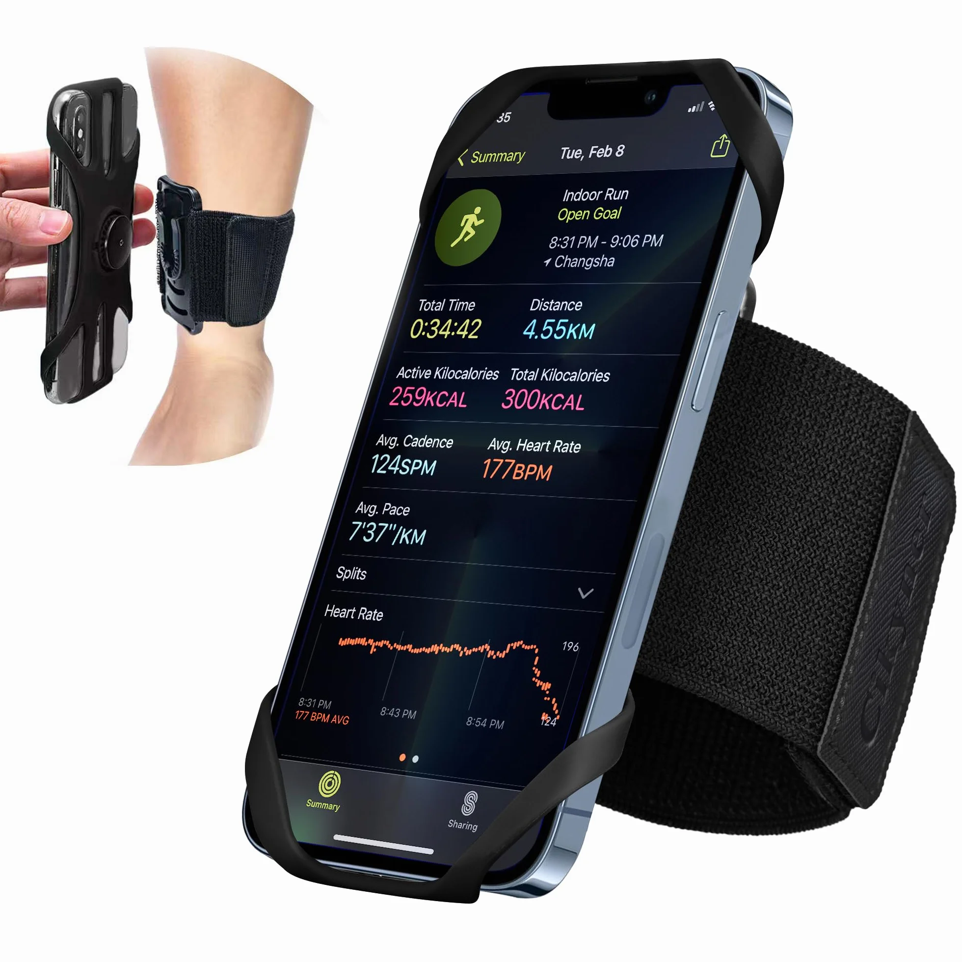 Cikyner Sportowa opaska na telefon, kieszeń i uchwyt do biegania obracany o 360° i zdejmowany pasek na nadgarstek