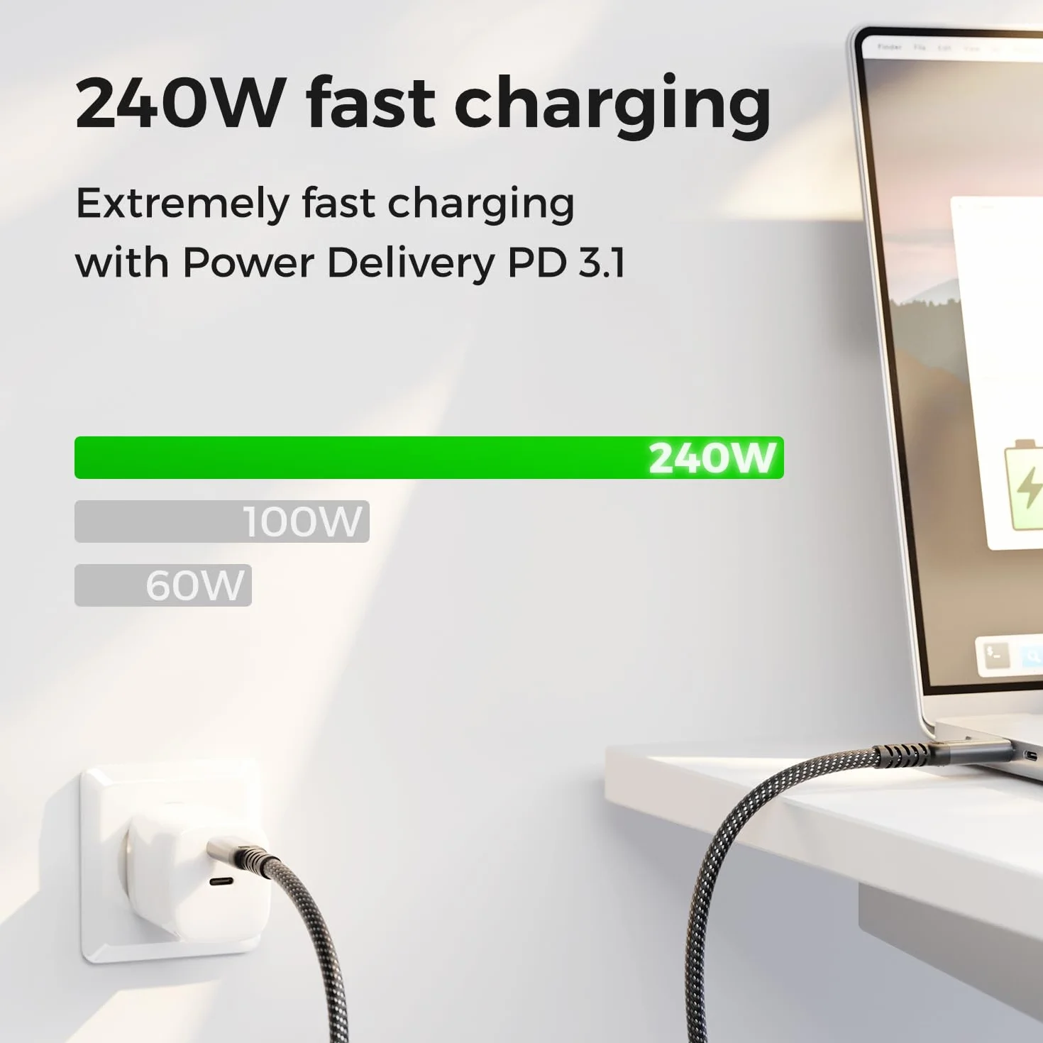 deleyCON 1,5m Kabel USB-C 40 Gbps 240 W USB 4.0 - Kabel ładujący i Danych, DP Alt Mode, 8K@60Hz do Laptopa, MacBooka, Monitora, SSD, iPada, iPhone 17 16 Air Max Pro, Galaxy S25 Itd.
