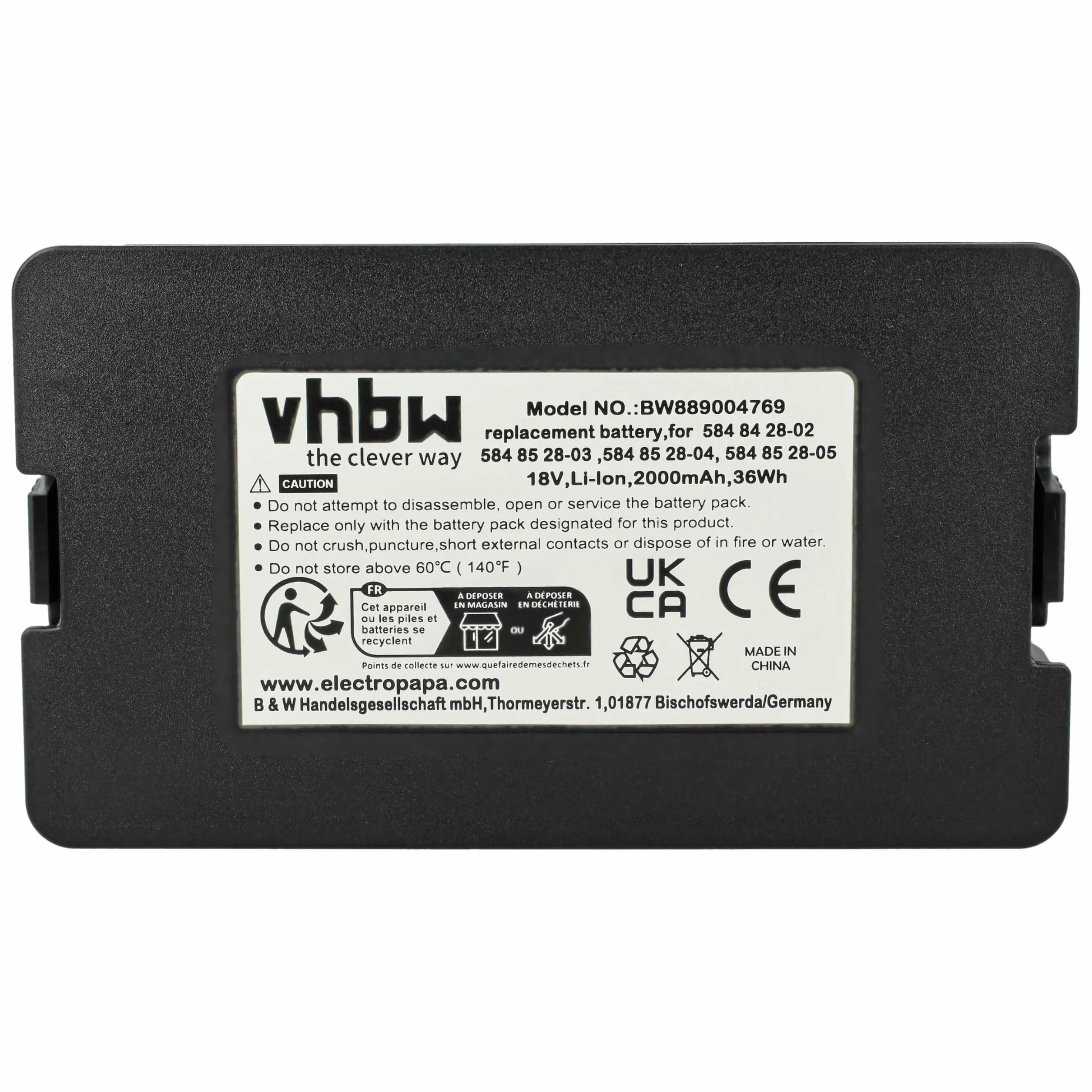 vhbw Bateria zamienna do Husqvarna 5902142-03, 5902142-04, 590 81 01-01, 590 21 42-03, 590 21 42-04 do robota trawnikowego (2Ah, 18V, litowo-jonowa)