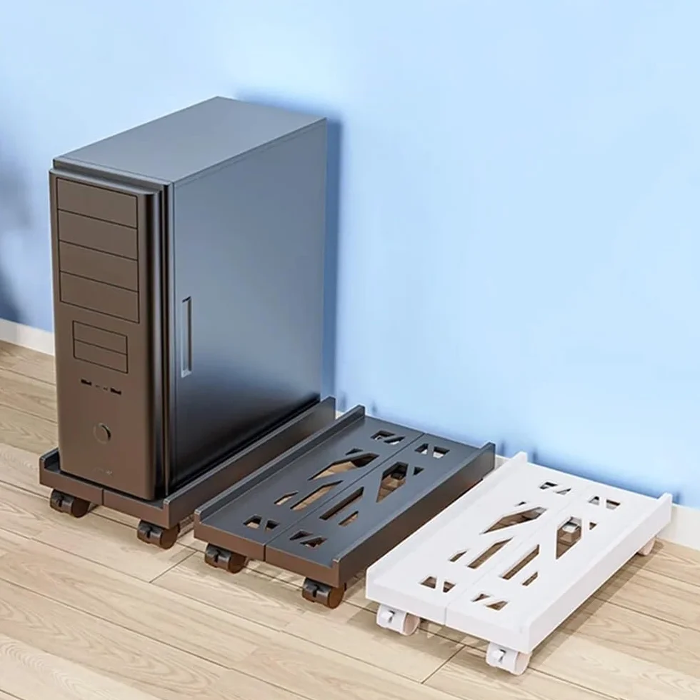 Stojak na komputer PC Tower Sand Under Desk, czarny biały mobilny stojak na procesor, regulowany stojak na procesor, z 4 kółkami, uchwyt pod biurko, wentylowany stojak mainframe PC (biały)