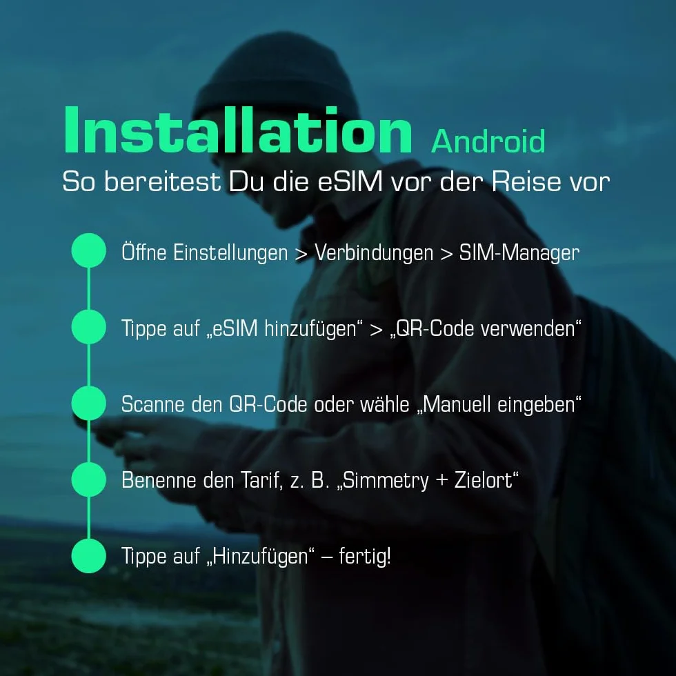 Simmetry Europe Plus dane eSIM, 10 GB, 180 dni, kompatybilne z urządzeniami z systemem iOS i Android, możliwość udostępniania hotspotów, idealne na długie podróże lub długotrwałe użytkowanie.