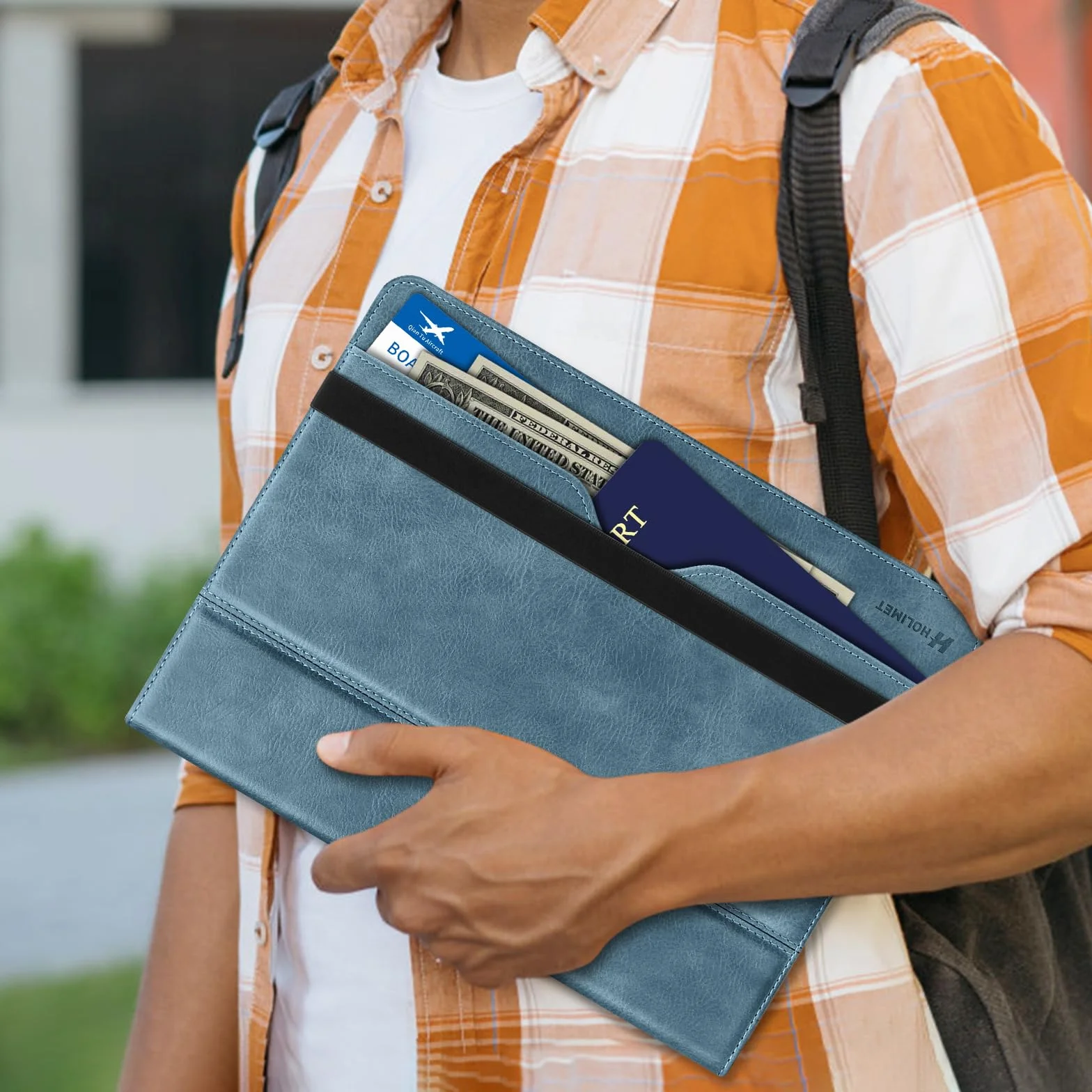 H HOLIMET Etui na iPada Pro 2024 27.9 cm M4 5. generacji z uchwytem na rysik, obsługuje ołówek Pro i ołówek, funkcja automatycznego uśpienia/budzenia, wegańska skóra, inteligentny stojak (niebieski)
