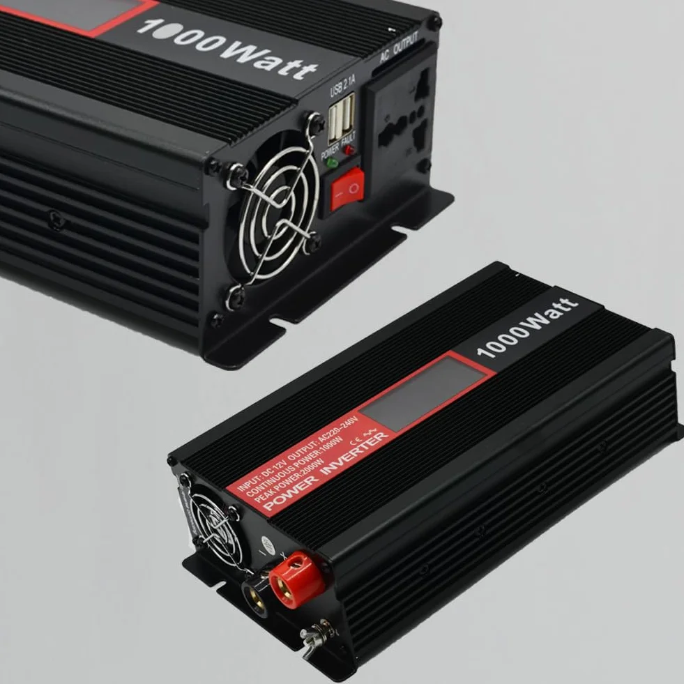 SolaMr 800W przetwornica napięcia DC 12V na AC 220V/240V z wyświetlaczem LCD i portami ładowania USB do systemów montowanych w pojazdach i na kempingach - 800W