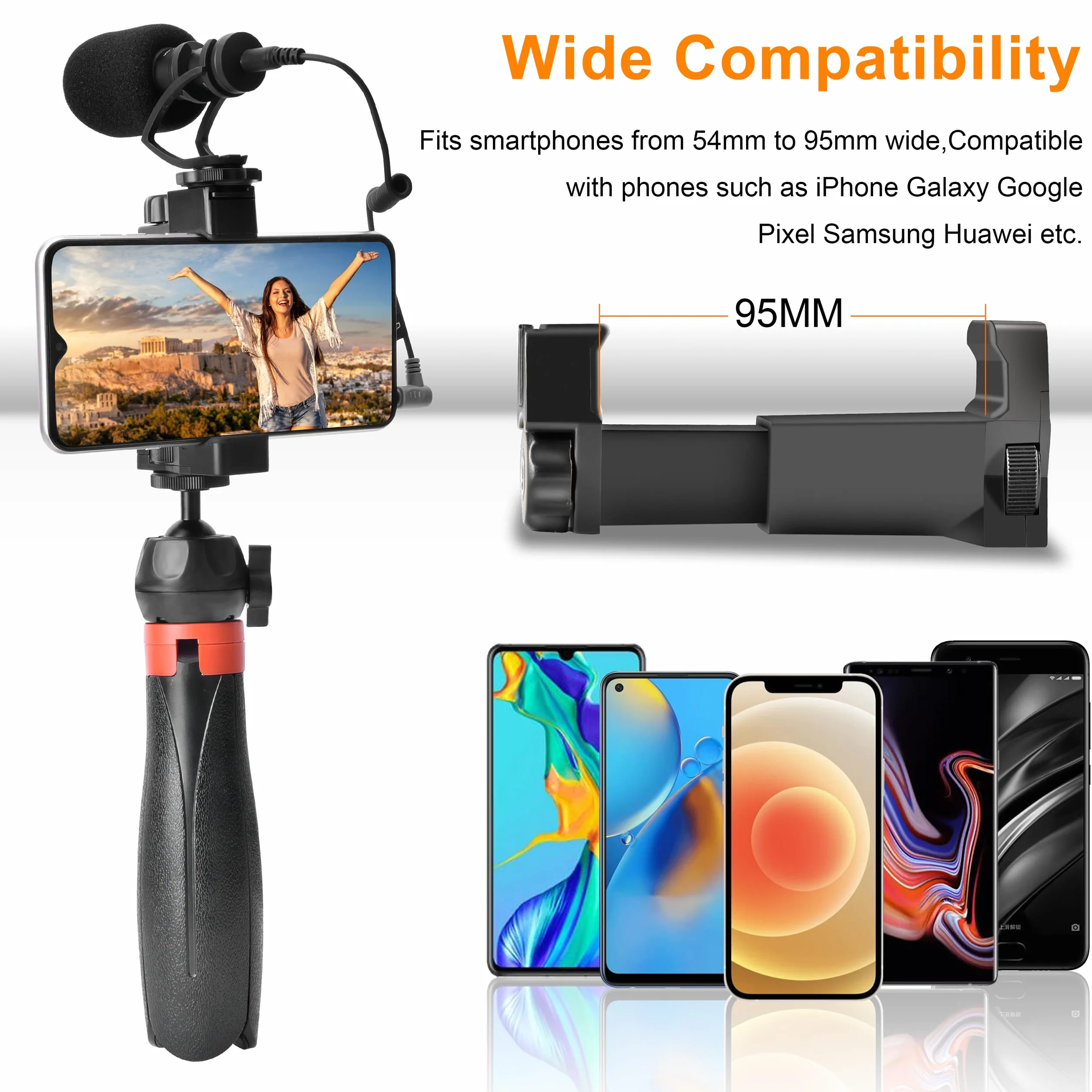 COMICA CVM-VM10-K2 Pro, mikrofon wideo do telefonu komórkowego, zestaw do vlogowania dla Sony, Canon, Nikon DSLR, iPhone'a 15, Samsunga, YouTube, TikTok ze statywem mikrofonowym do strzelby, uchwyt na