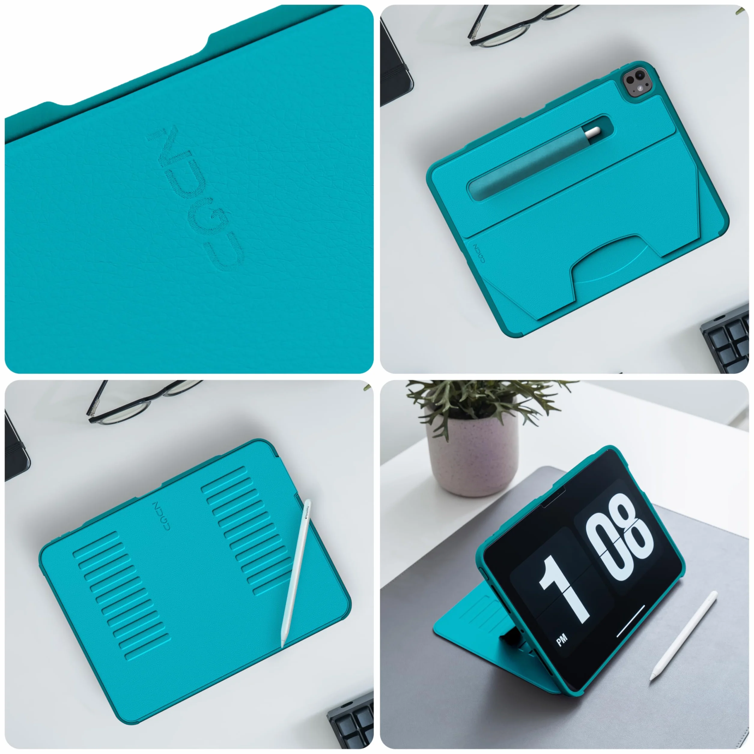ZUGU CASE do iPad Pro 13 inch etui M4/M5 2024/2025 [Aqua] | Cienkie etui ochronne - Odporne na wstrząsy - Magnetyczna podstawka 10-kątowa - Uchwyt na rysik - Ładowanie Apple Pencil