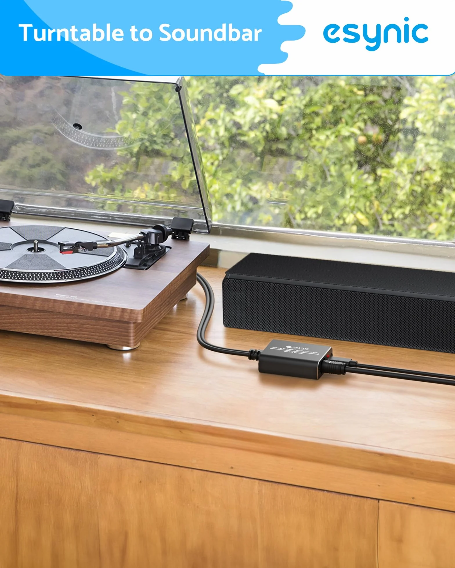 Konwerter audio analogowego na cyfrowy eSynic RCA do optycznego z kablem optycznym, obudowa z aluminium Analogowy konwerter na cyfrowy odpowiedni dla gramofonów, odtwarzaczy CD, soundbarów.