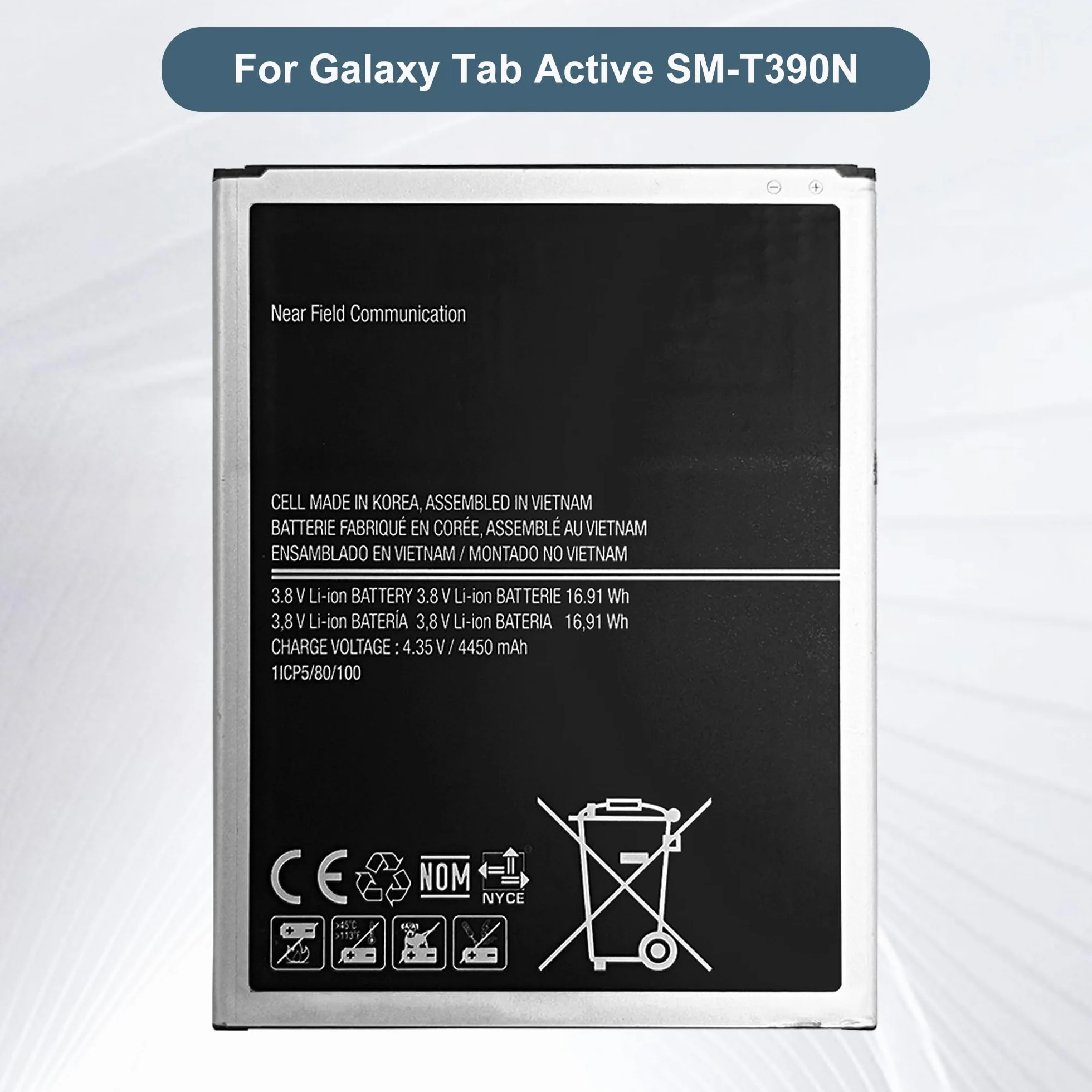 EB-BT365BBE/EB-BT365BBC akumulator zastępczy 4450 mAh/3,8 V kompatybilny z Samsung Galaxy Tab Active SM-T390N SM-T390 T395 T365 T360 z narzędziami