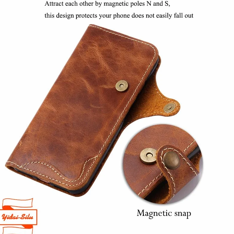 Etui z klapką na telefon Samsung Galaxy S24 Ultra z prawdziwej skóry, zapięcie na magnes, pierścień na haczyk, portfel, portfel, etui na telefon komórkowy, portmonetka do Samsung Galaxy S24