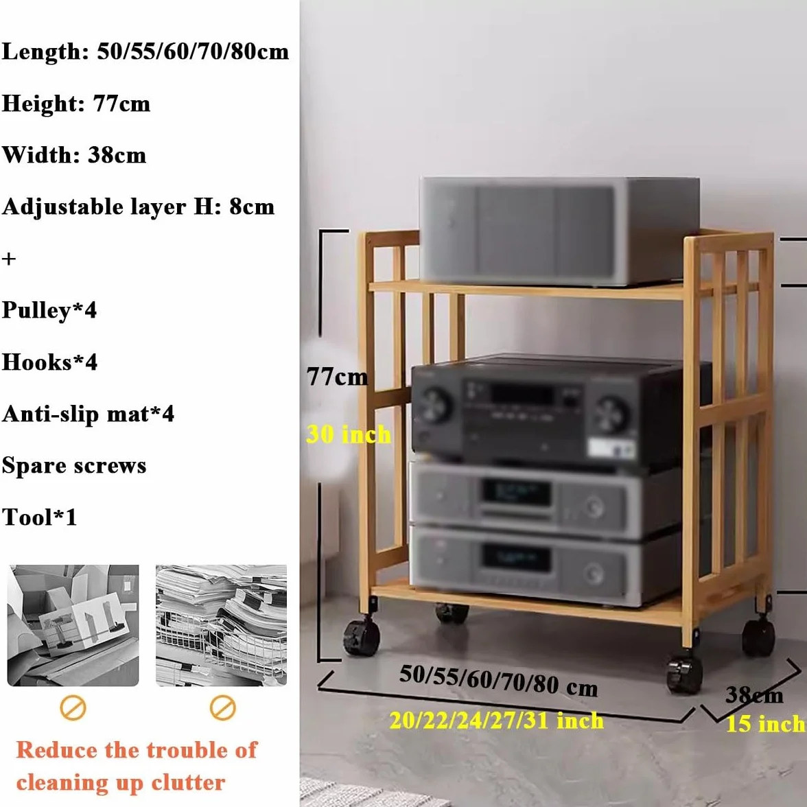 Multimedialna jednostka pamięci 2/3/4/5 poziomów - mobilna wieża audio/wideo z obsługą DVD/CD i gramofonu - elegancki stojak na sprzęt stereo do gramofonów i urządzeń multimedialnych