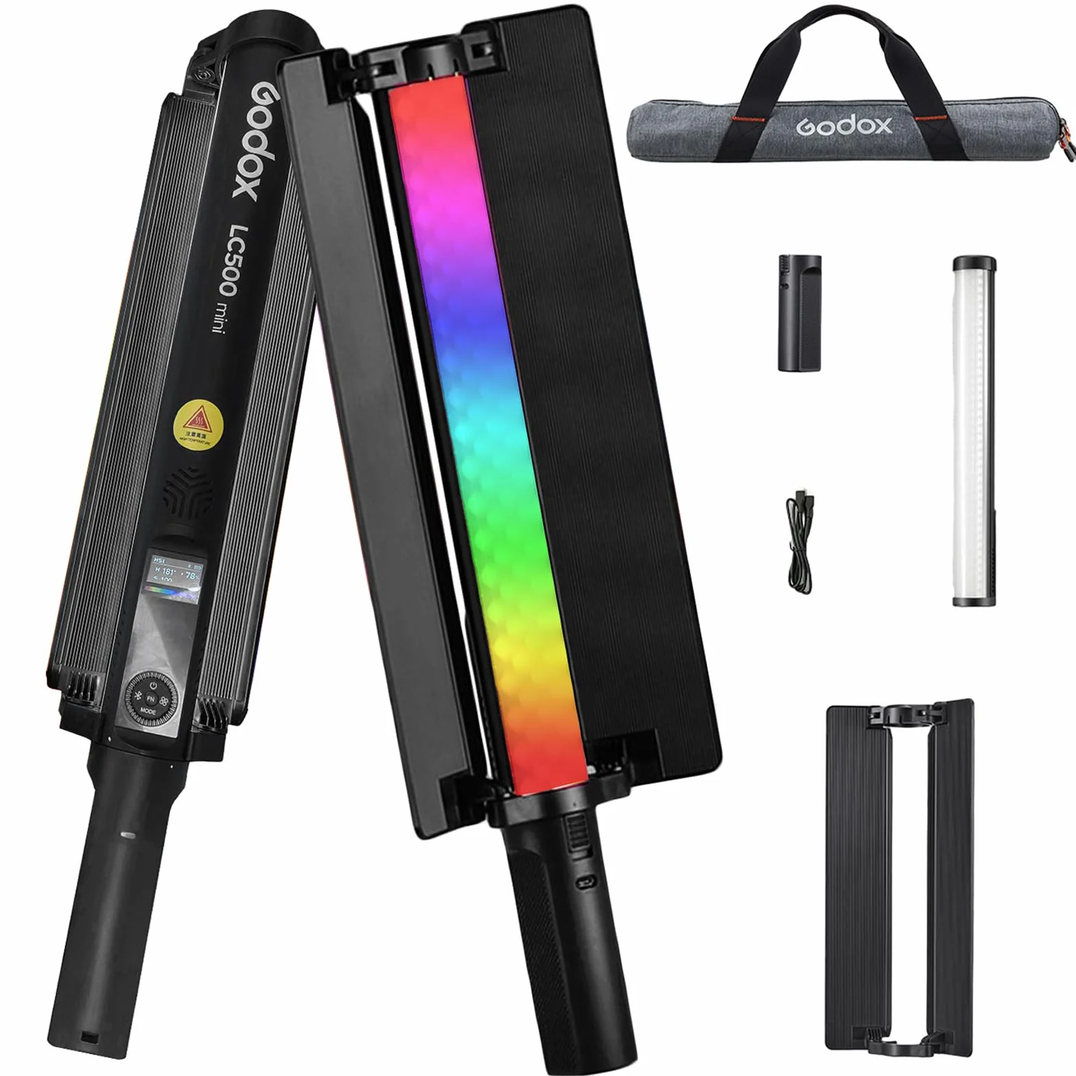 GODOX LC500R Mini kij Luminous LED Lampa 20 W RGB 2500K-8500K Rura Przenośna lampa fotograficzna Światło Różdżka LED CRI≥95 Zmienna intensywność 15 efektów FX Obsługa