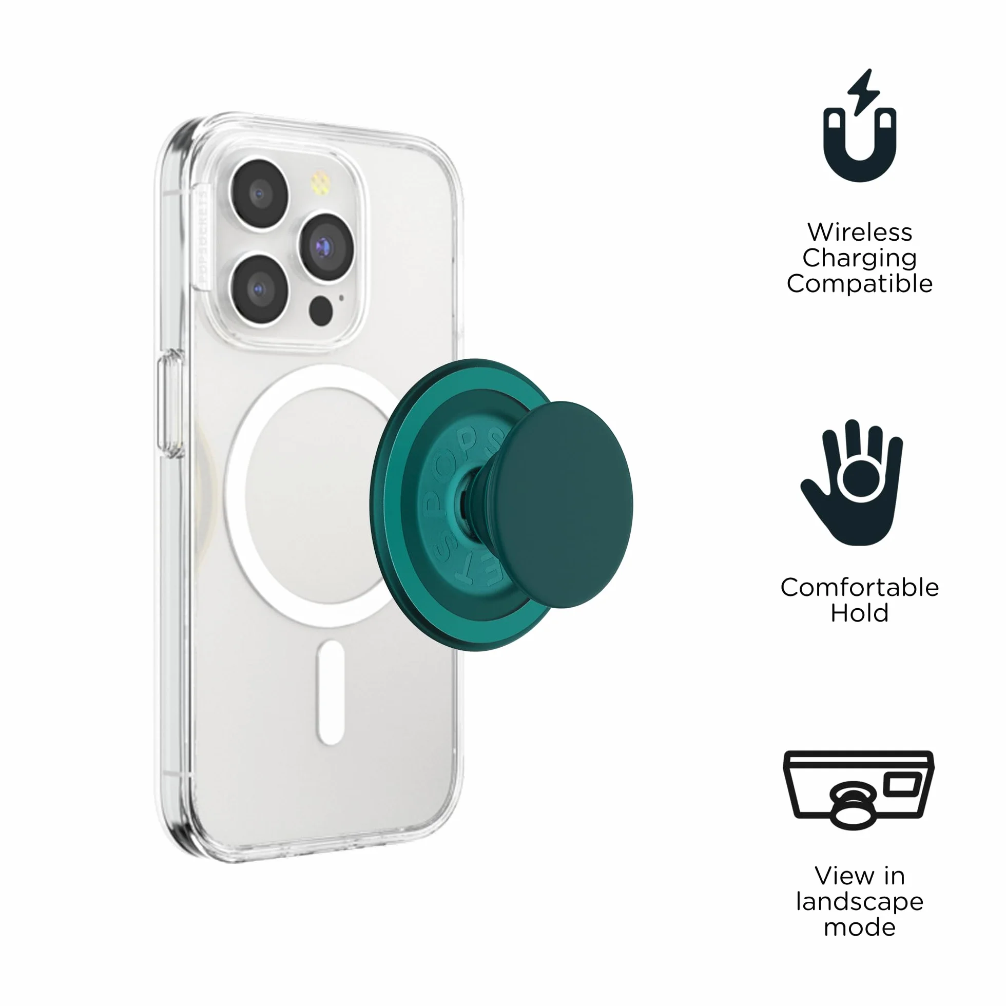 PopSockets: PopGrip Round dla MagSafe - Pierścień Adaptera do MagSafe w Zestawie - Rozkładany uchwyt i stojak do telefonów z wymiennymi krążkami PopTop - Fresh Pine