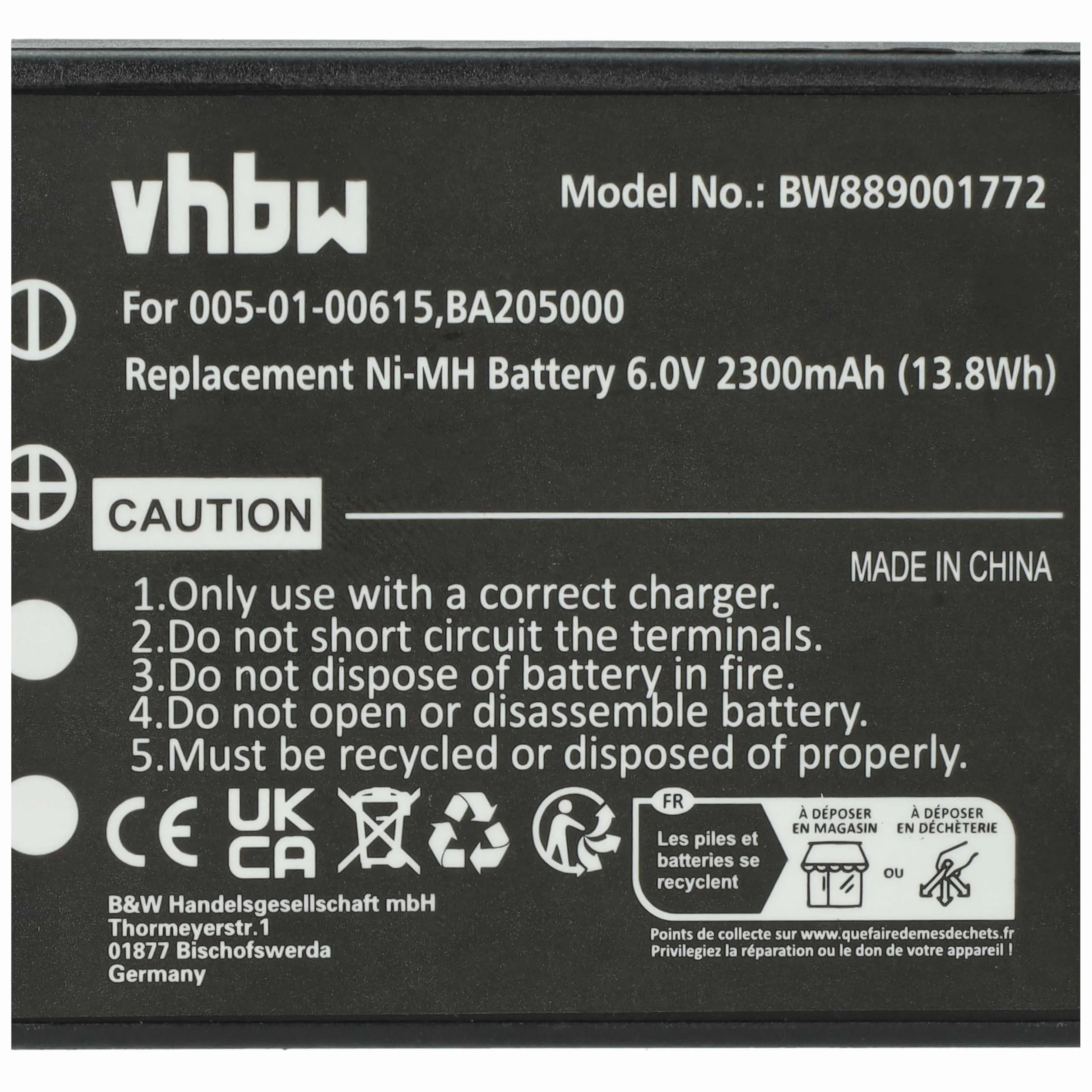 vhbw 10 x bateria zastępuje HBC BA225000, BA209062, BA209061, BA209060 do przemysłowego pilota zdalnego sterowania (2300 mAh, 6 V, NiMH) - czarny