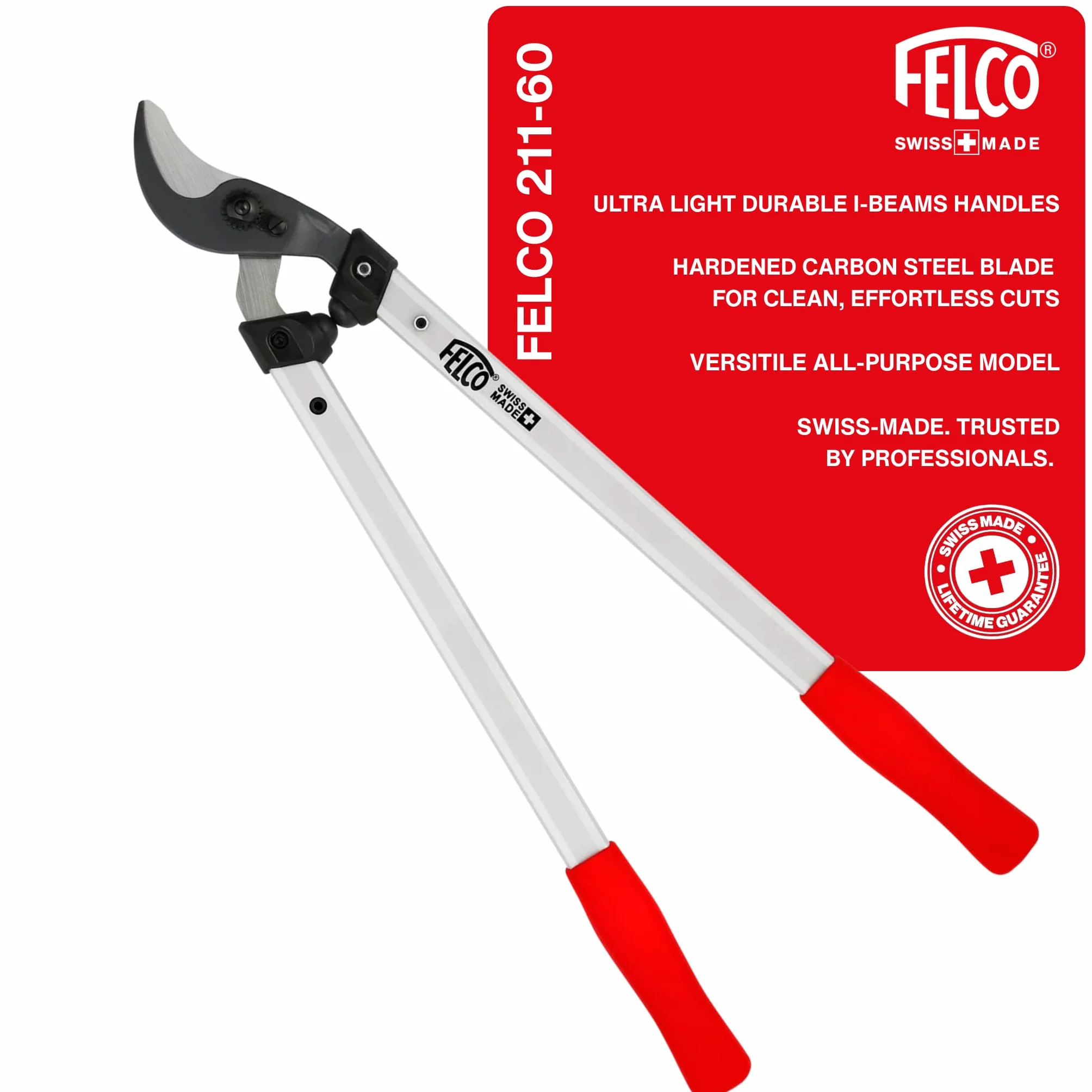 FELCO 211-60 Sekator (długość 60 cm, głowica tnąca ciągnąca, sekator ogrodowy cięcie Ø 35 mm, uchwyty aluminiowe, sekator do ciężkich prac cięcia)