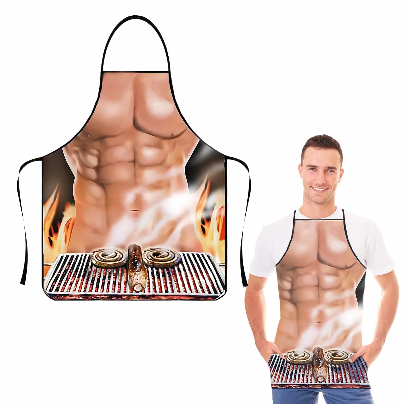 Seksowny fartuch kuchenny, muskularny mężczyzna fartuch do grillowania zabawny fartuch kuchenny BBQ na imprezę cosplay zabawny prezent restauracja impreza ogród dla mężczyzn kobiet (60 x 80