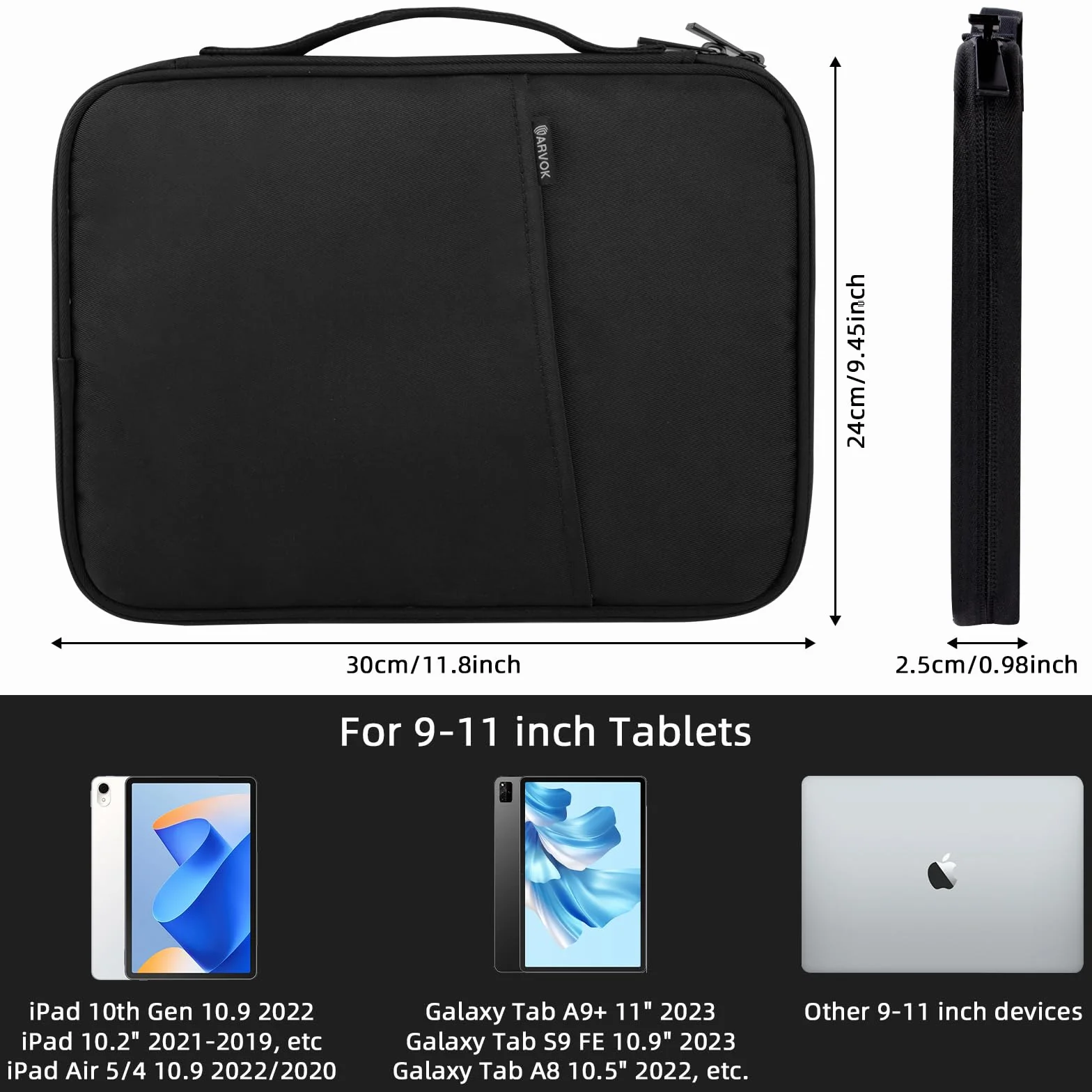 Arvok Pokrowiec na tablet Pro M4/iPad Air M2 2024, ipad (10. gen.), wodoodporny futerał na tablet, czarny