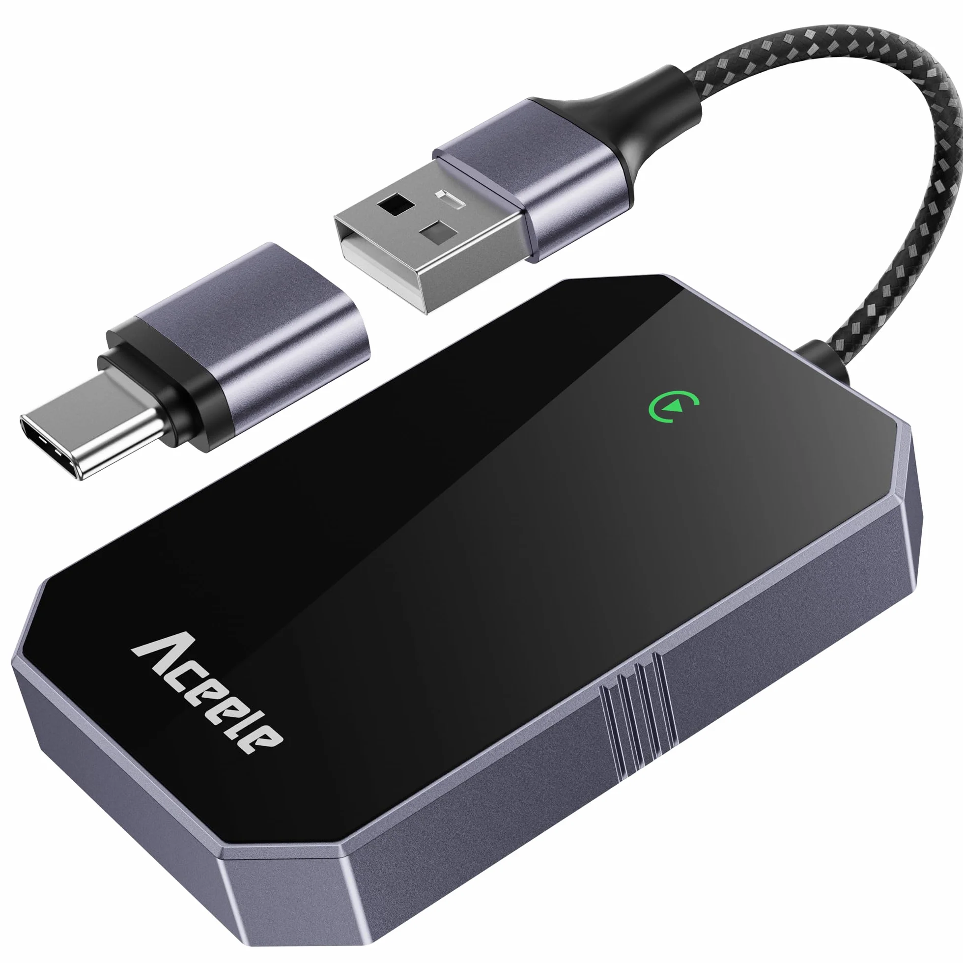 Aceele CarPlay bezprzewodowy adapter do Apple iPhone iOS 10+, USB C/A Car Play, adapter Plug and Play, Mini CarPlay pendrive USB do samochodów od 2016 roku (nie jest obsługiwany przez Android)