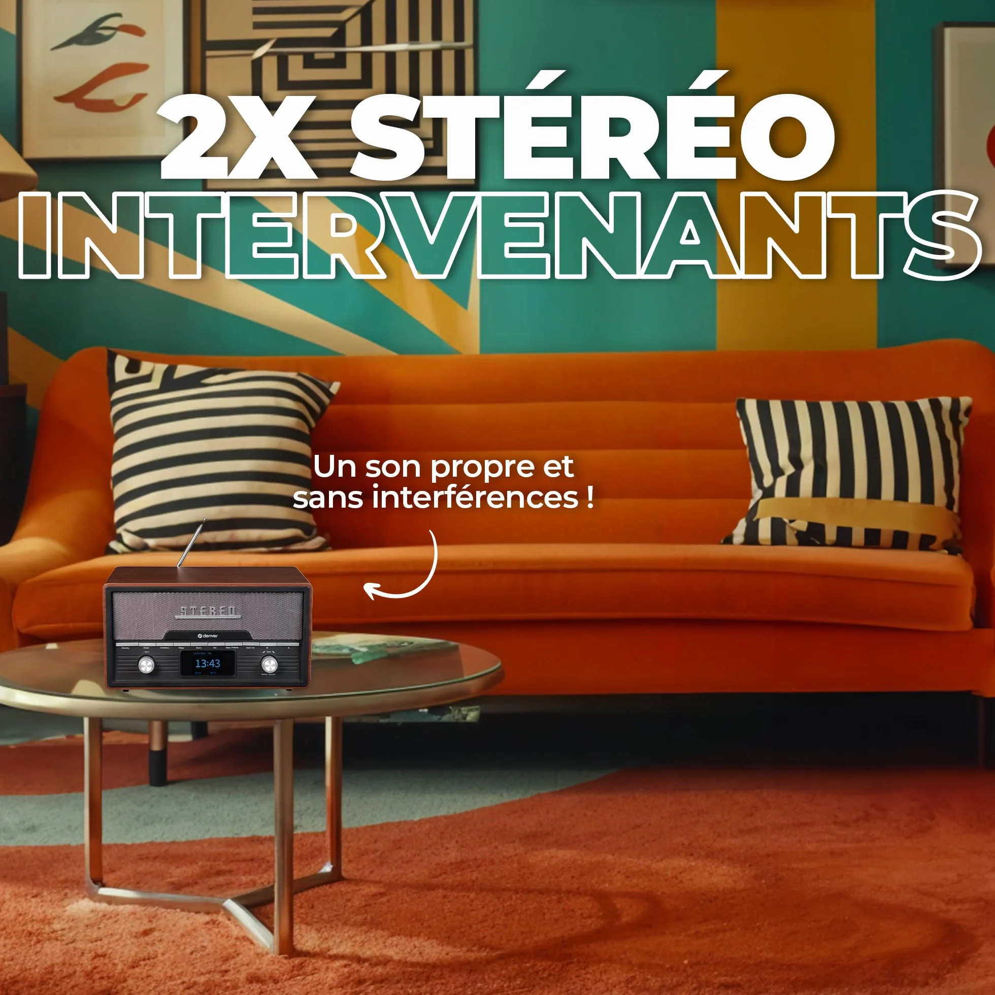 DENVER MDA-525DW - Audiosystem - 2 x 50 Watt - dunkles Holz (111161100150)