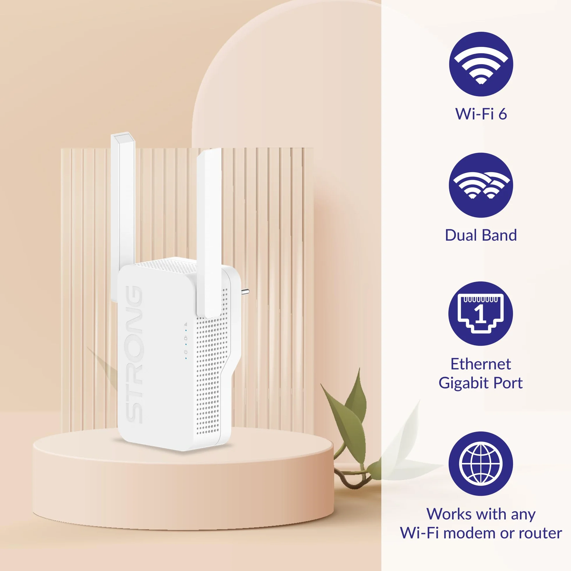 STRONG Wzmacniacz Wi-Fi 6 AX3000: wzmacniacz Wi-Fi 2 w 1 i punkt dostępowy, gniazdo wtykowe do szybkiego Internetu do 3000 Mbit/s, idealne do domu i ogrodu